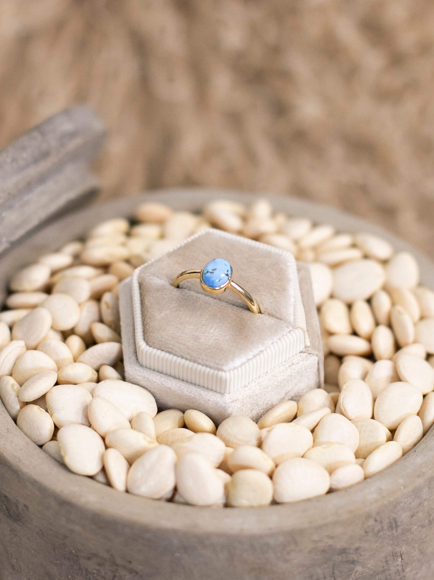 The Paris 14k and Turquoise Ring 15, Sz 9-Rings-Calli Co., Turquoise and Silver Jewelry, Native American Handmade, Zuni Tribe, Navajo Tribe, Brock Texas