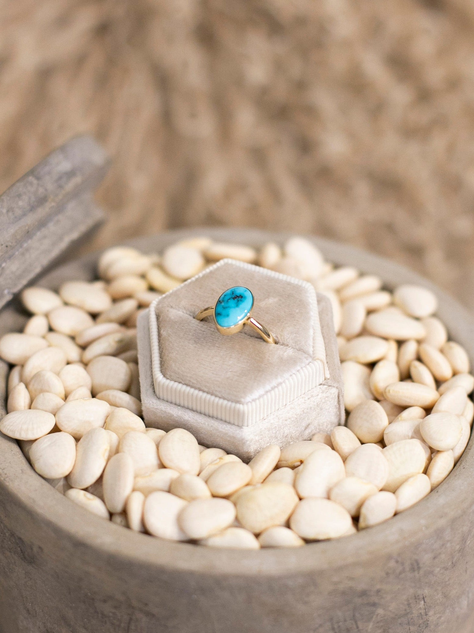 The Bordeaux 14k and Turquoise Ring 2, Sz 7-Rings-Calli Co., Turquoise and Silver Jewelry, Native American Handmade, Zuni Tribe, Navajo Tribe, Brock Texas