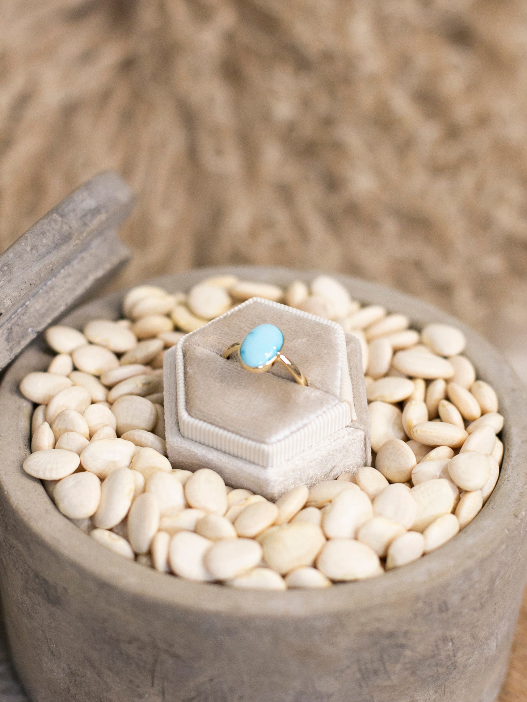 The Bordeaux 14k and Turquoise Ring 3, Sz 8-Rings-Calli Co., Turquoise and Silver Jewelry, Native American Handmade, Zuni Tribe, Navajo Tribe, Brock Texas