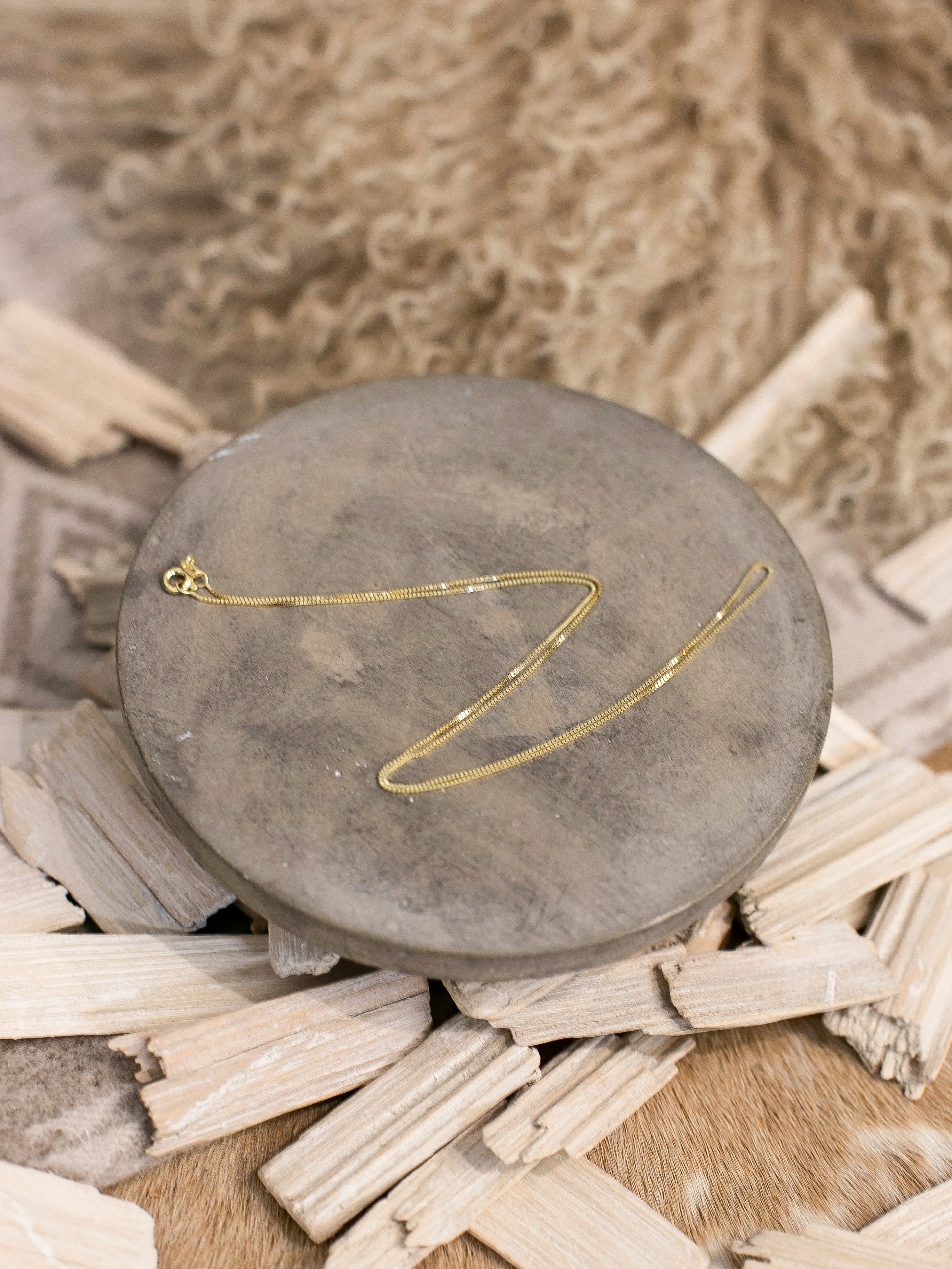 The Box Chain in 14k Gold-Necklaces-Calli Co., Turquoise and Silver Jewelry, Native American Handmade, Zuni Tribe, Navajo Tribe, Brock Texas