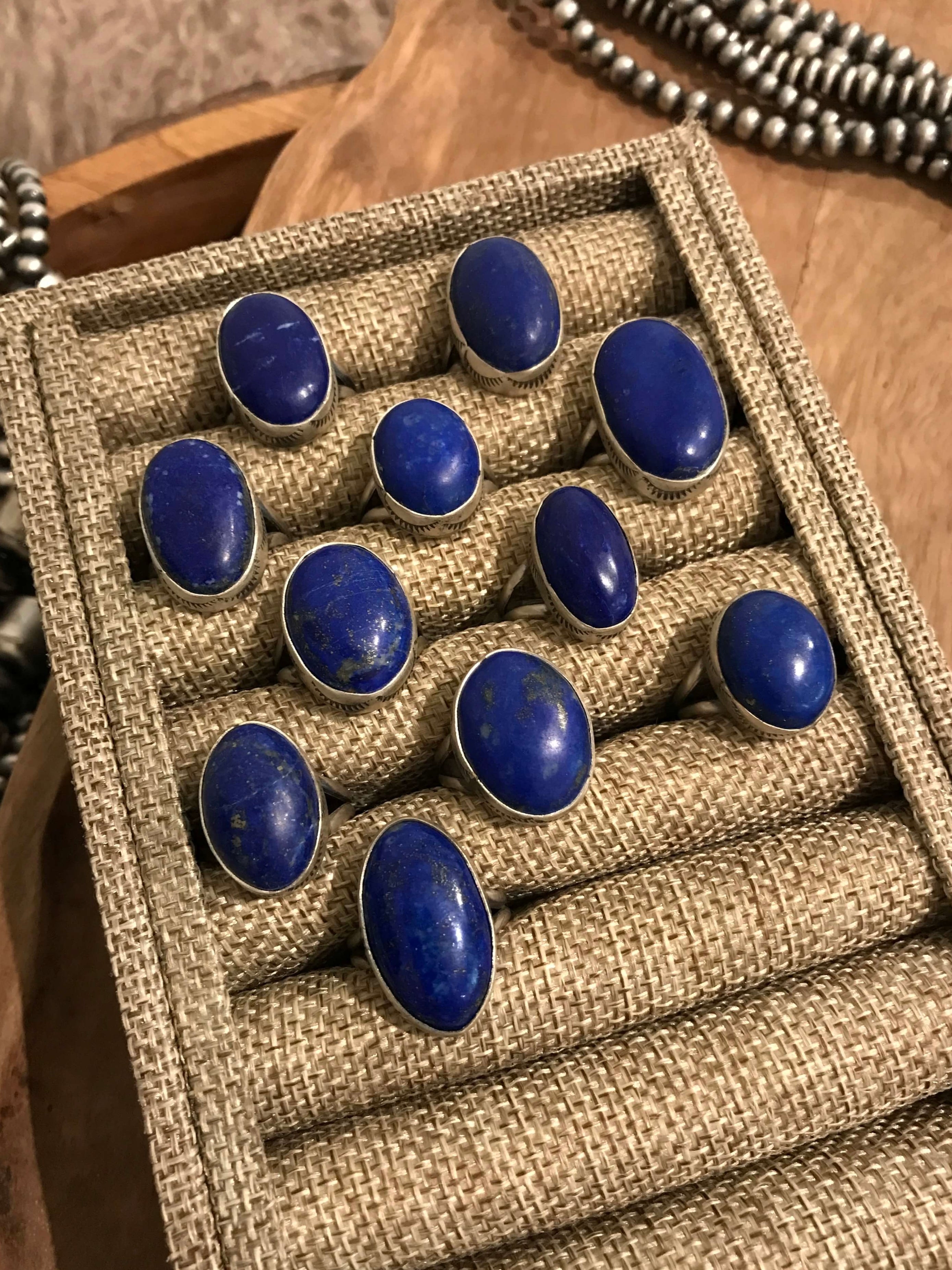 The Bandera Rings in Lapis-Rings-Calli Co., Turquoise and Silver Jewelry, Native American Handmade, Zuni Tribe, Navajo Tribe, Brock Texas