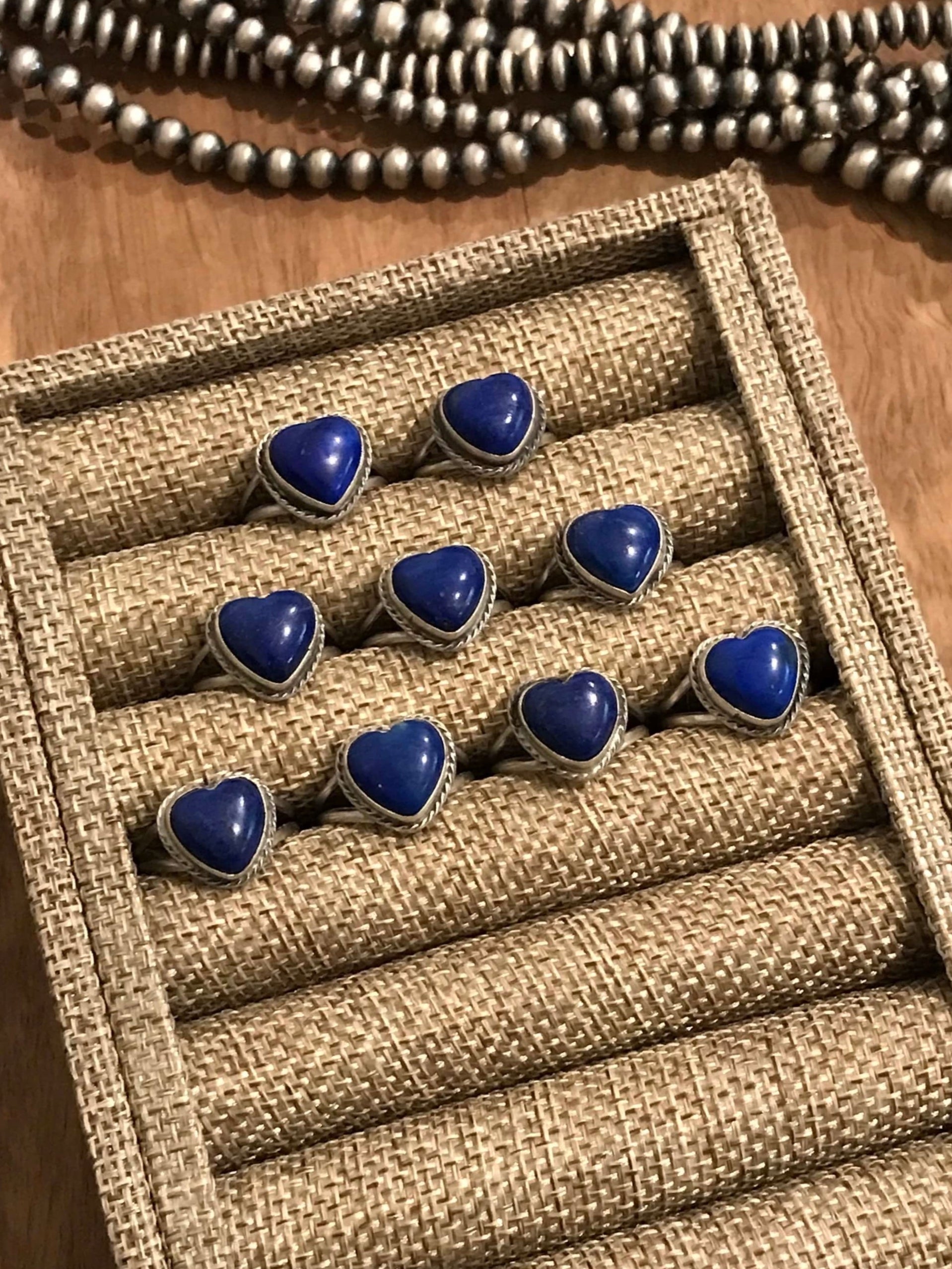 The Heart Rings in Lapis-Rings-Calli Co., Turquoise and Silver Jewelry, Native American Handmade, Zuni Tribe, Navajo Tribe, Brock Texas