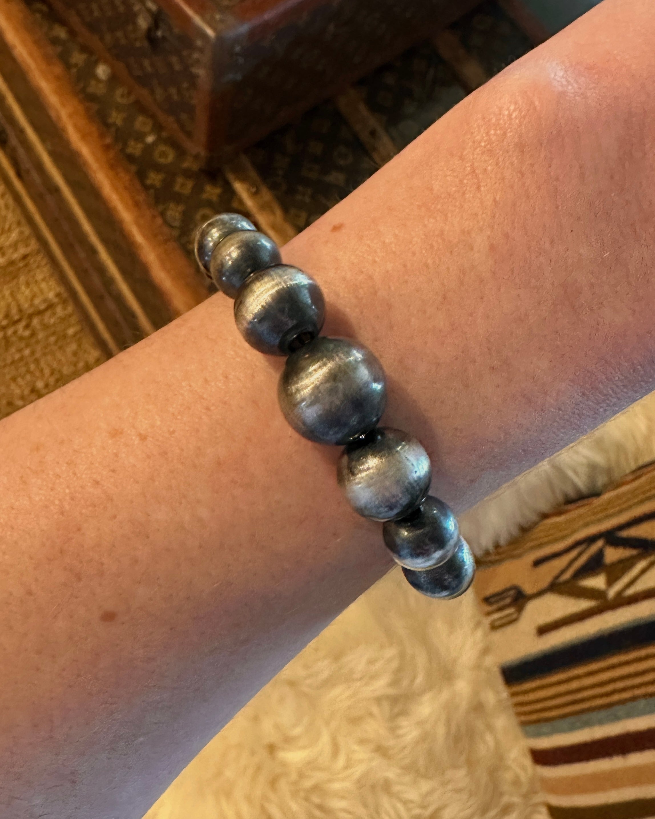 The Doheny Memory Pearl Wire Bracelet-Bracelets & Cuffs-Calli Co., Turquoise and Silver Jewelry, Native American Handmade, Zuni Tribe, Navajo Tribe, Brock Texas