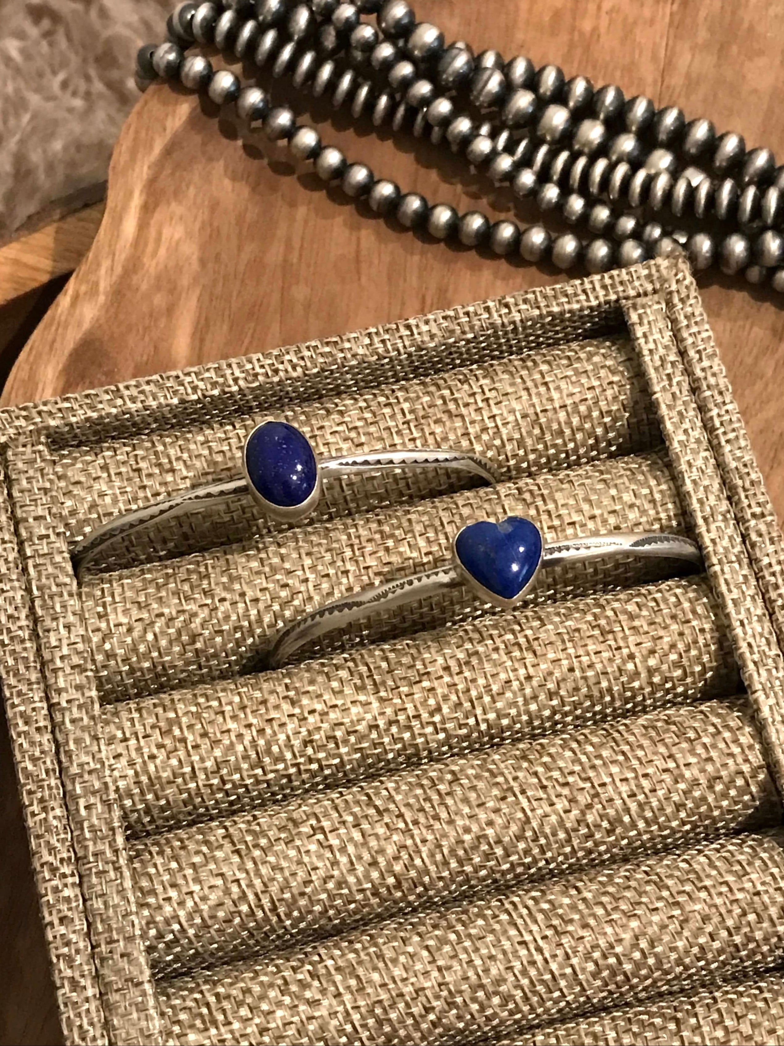 The Wingate Cuffs in Lapis-Bracelets & Cuffs-Calli Co., Turquoise and Silver Jewelry, Native American Handmade, Zuni Tribe, Navajo Tribe, Brock Texas