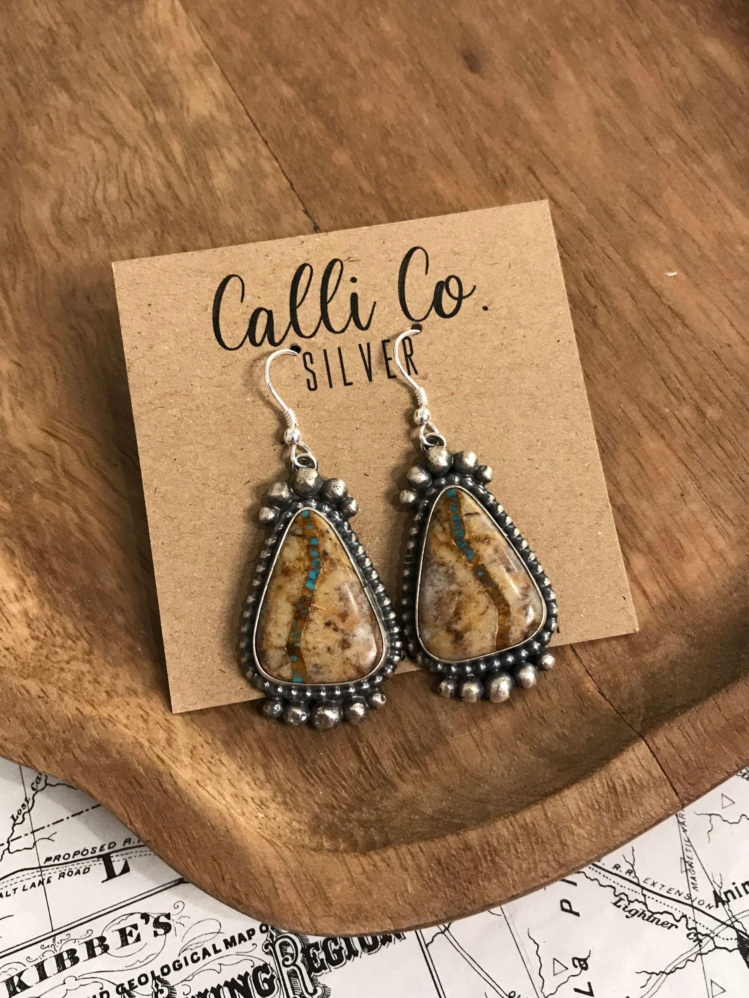 The Ribbon Dangles, 15-Earrings-Calli Co., Turquoise and Silver Jewelry, Native American Handmade, Zuni Tribe, Navajo Tribe, Brock Texas