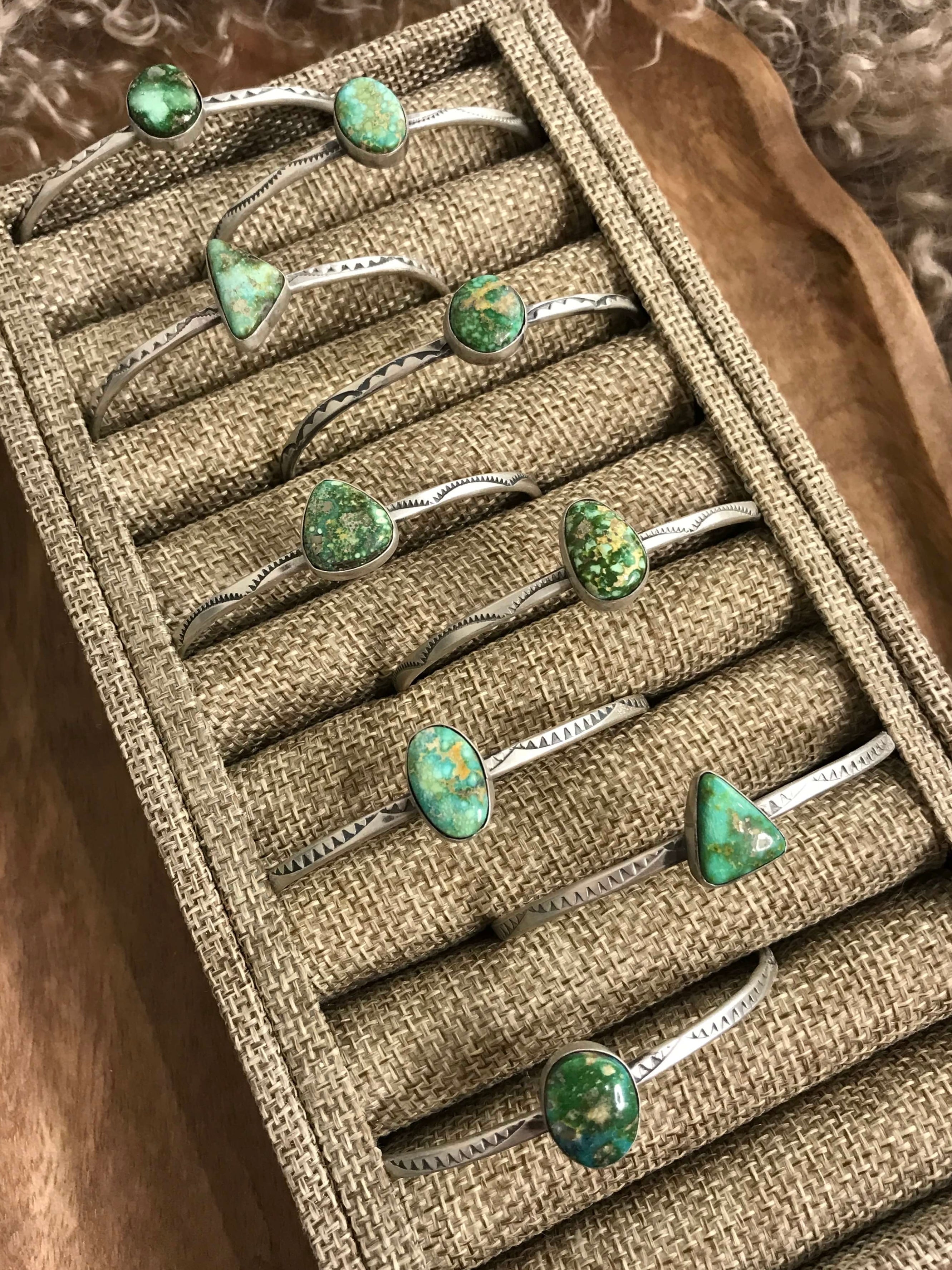 The Cambria Cuffs-Bracelets & Cuffs-Calli Co., Turquoise and Silver Jewelry, Native American Handmade, Zuni Tribe, Navajo Tribe, Brock Texas