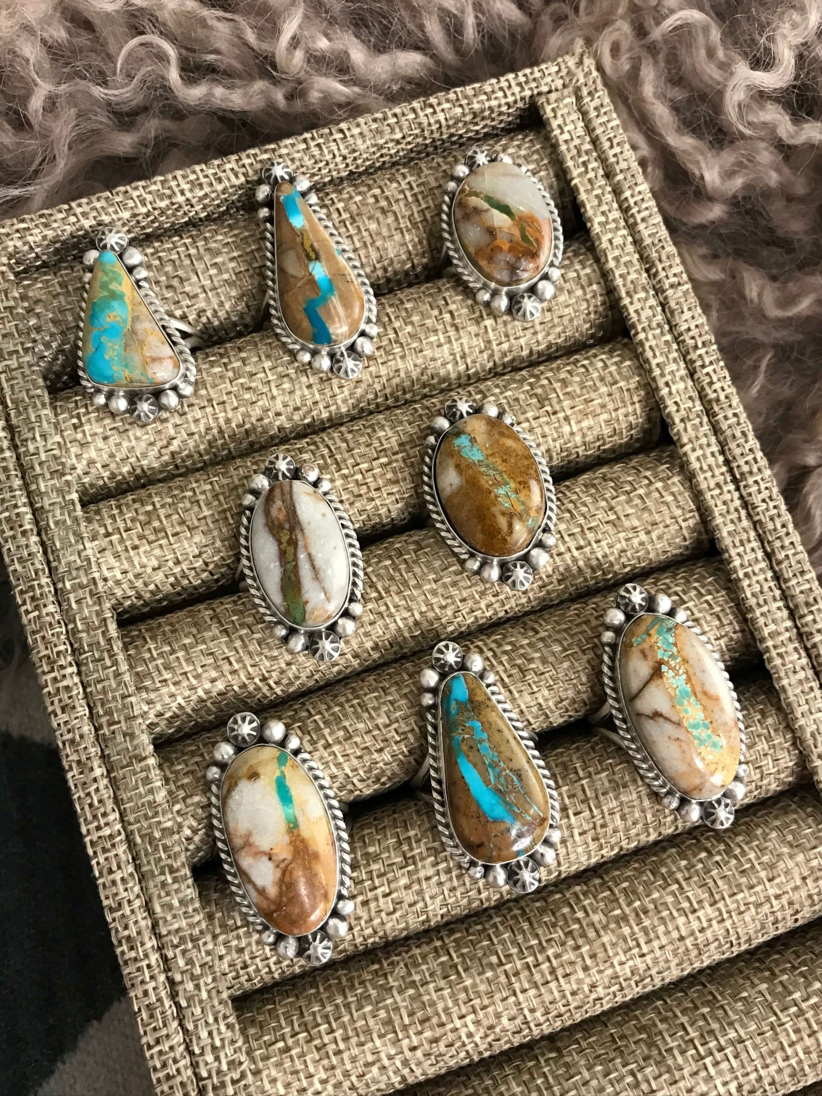The Banks Rings-Rings-Calli Co., Turquoise and Silver Jewelry, Native American Handmade, Zuni Tribe, Navajo Tribe, Brock Texas