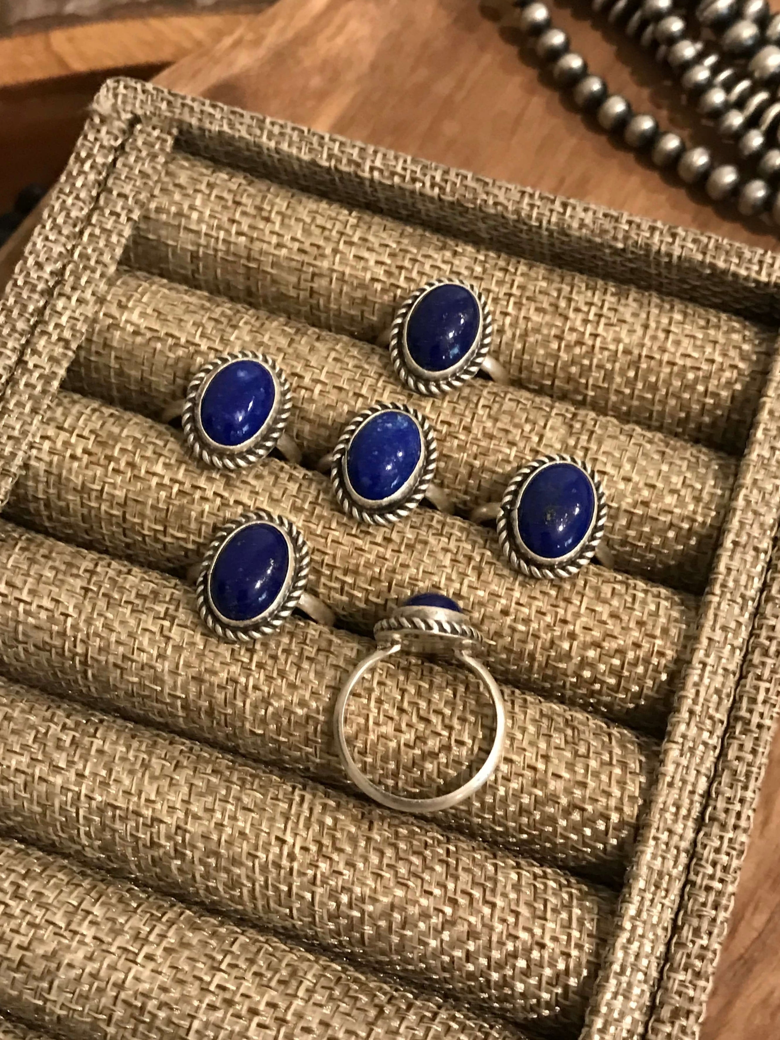 The Bolivar Rings in Lapis-Rings-Calli Co., Turquoise and Silver Jewelry, Native American Handmade, Zuni Tribe, Navajo Tribe, Brock Texas