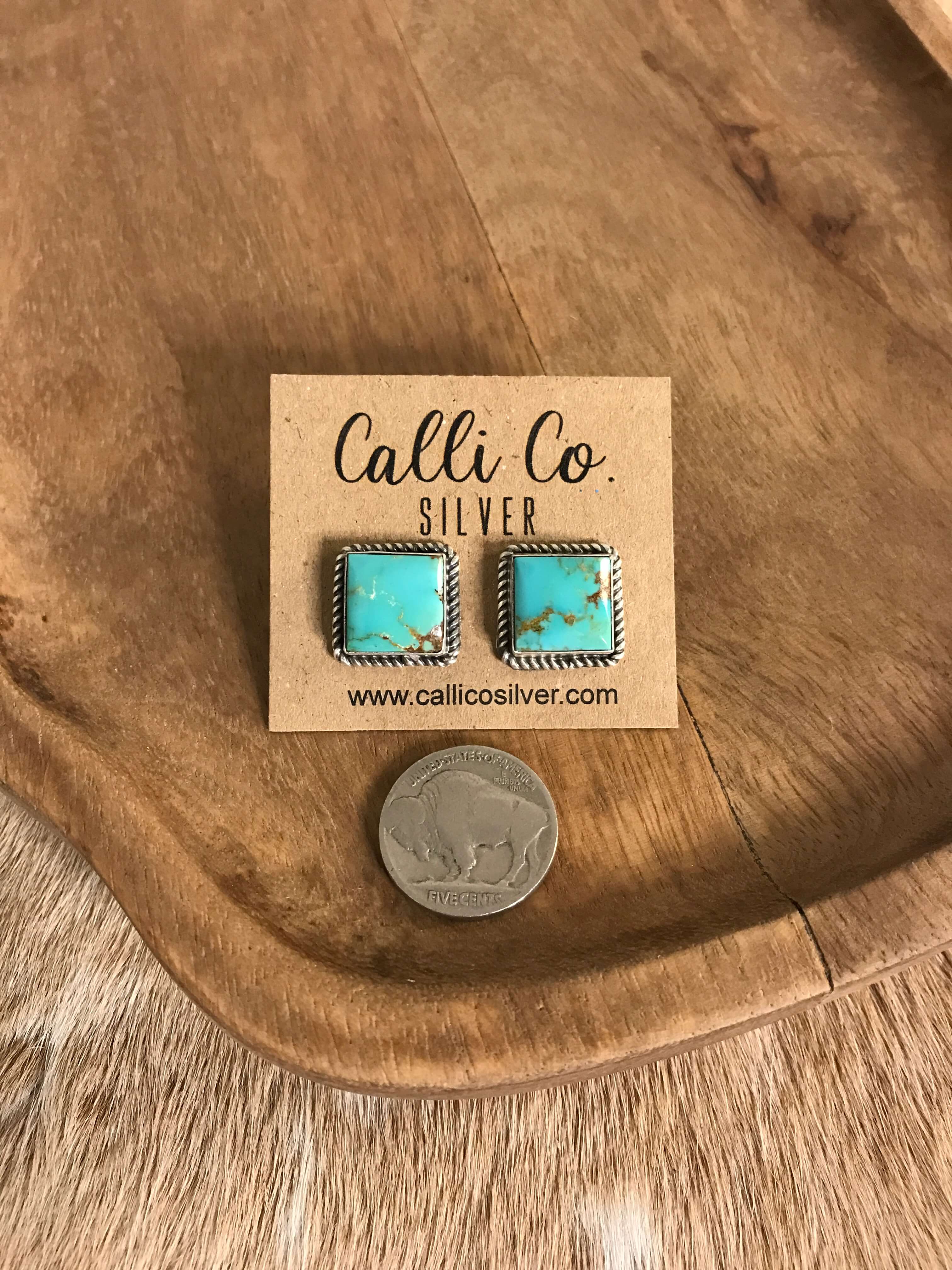 The Turquoise Studs, 77-Earrings-Calli Co., Turquoise and Silver Jewelry, Native American Handmade, Zuni Tribe, Navajo Tribe, Brock Texas