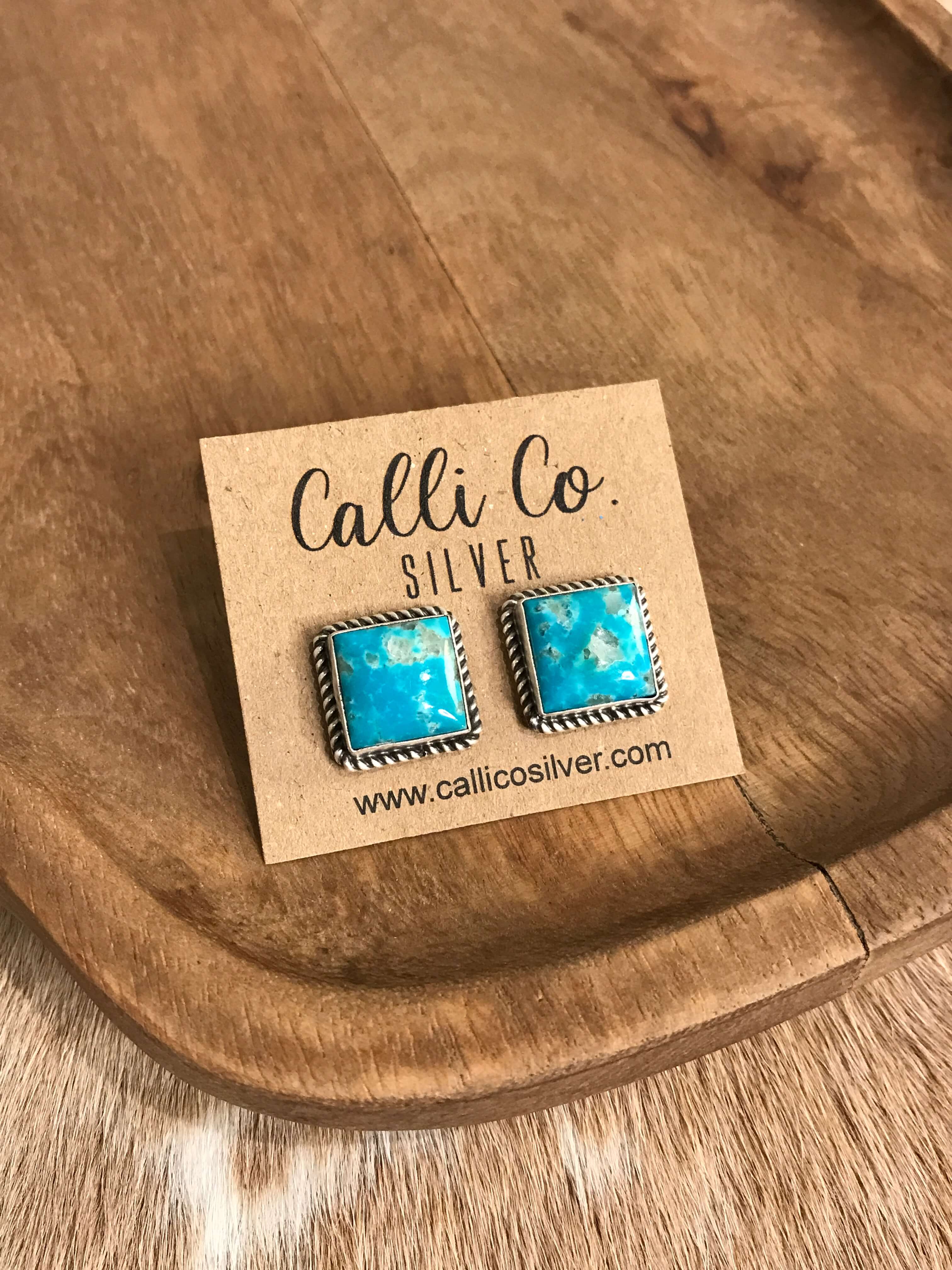The Turquoise Studs, 76-Earrings-Calli Co., Turquoise and Silver Jewelry, Native American Handmade, Zuni Tribe, Navajo Tribe, Brock Texas