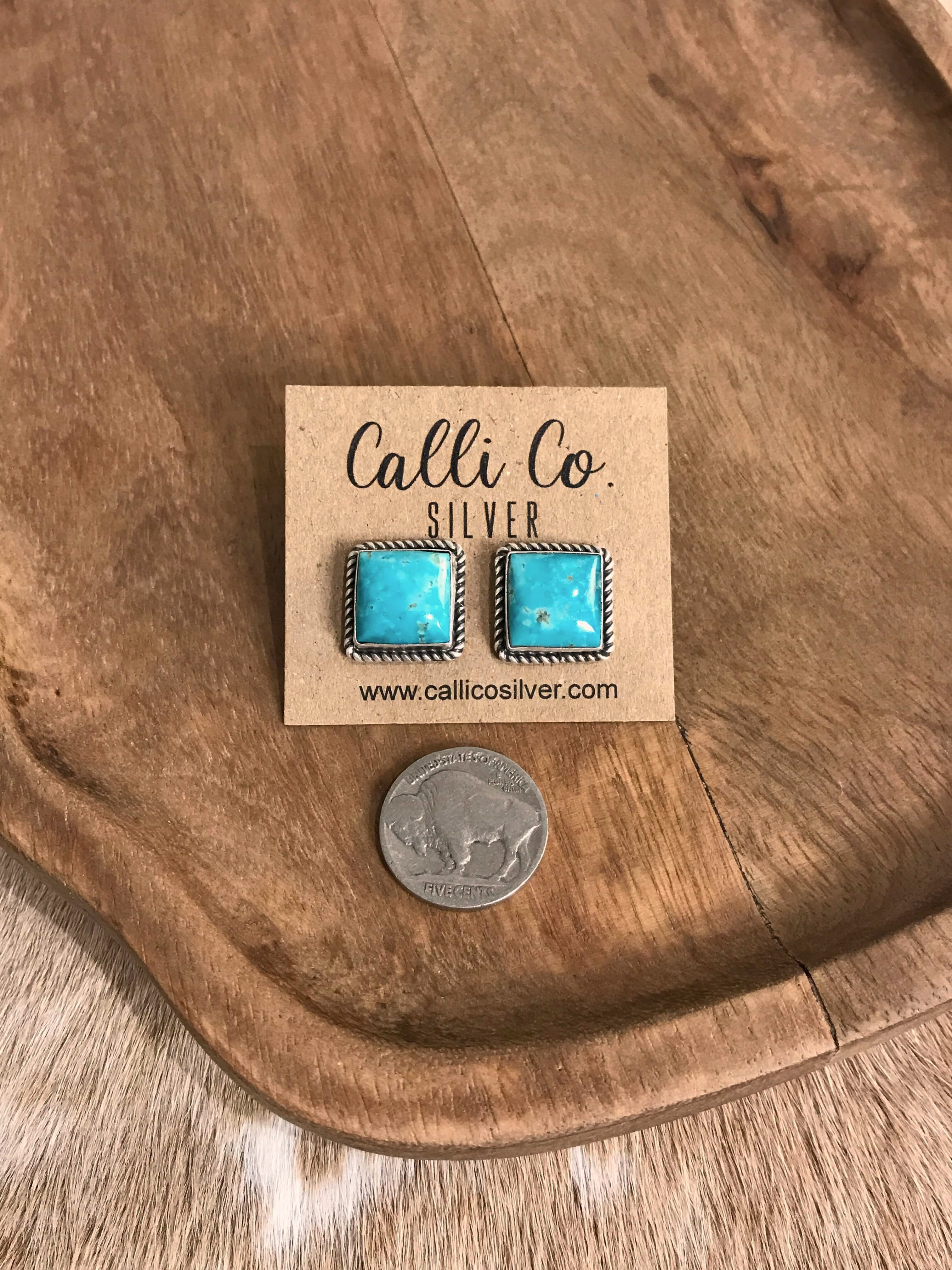 The Turquoise Studs, 81-Earrings-Calli Co., Turquoise and Silver Jewelry, Native American Handmade, Zuni Tribe, Navajo Tribe, Brock Texas