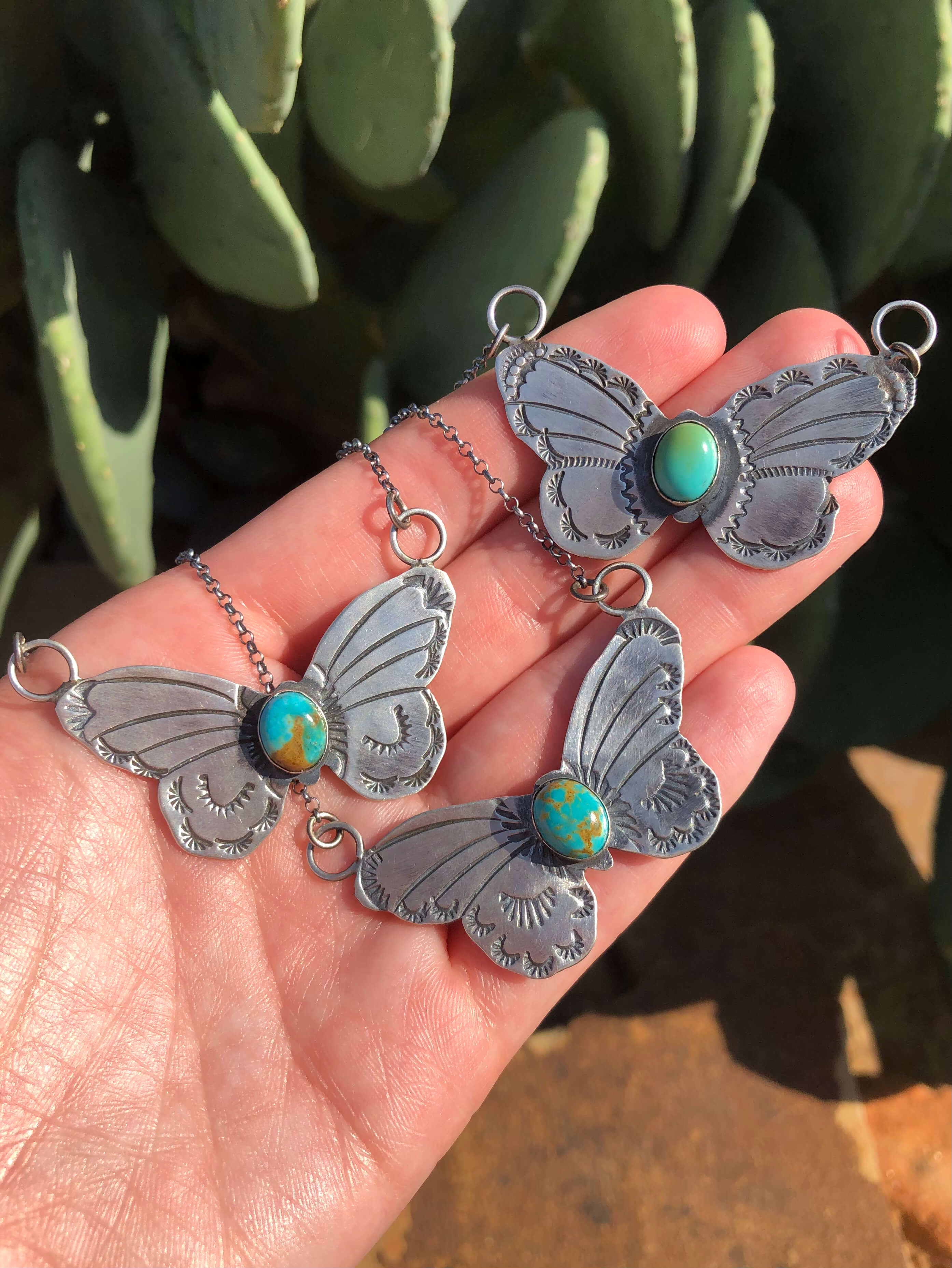 The Butterfly Necklace-Necklaces-Calli Co., Turquoise and Silver Jewelry, Native American Handmade, Zuni Tribe, Navajo Tribe, Brock Texas