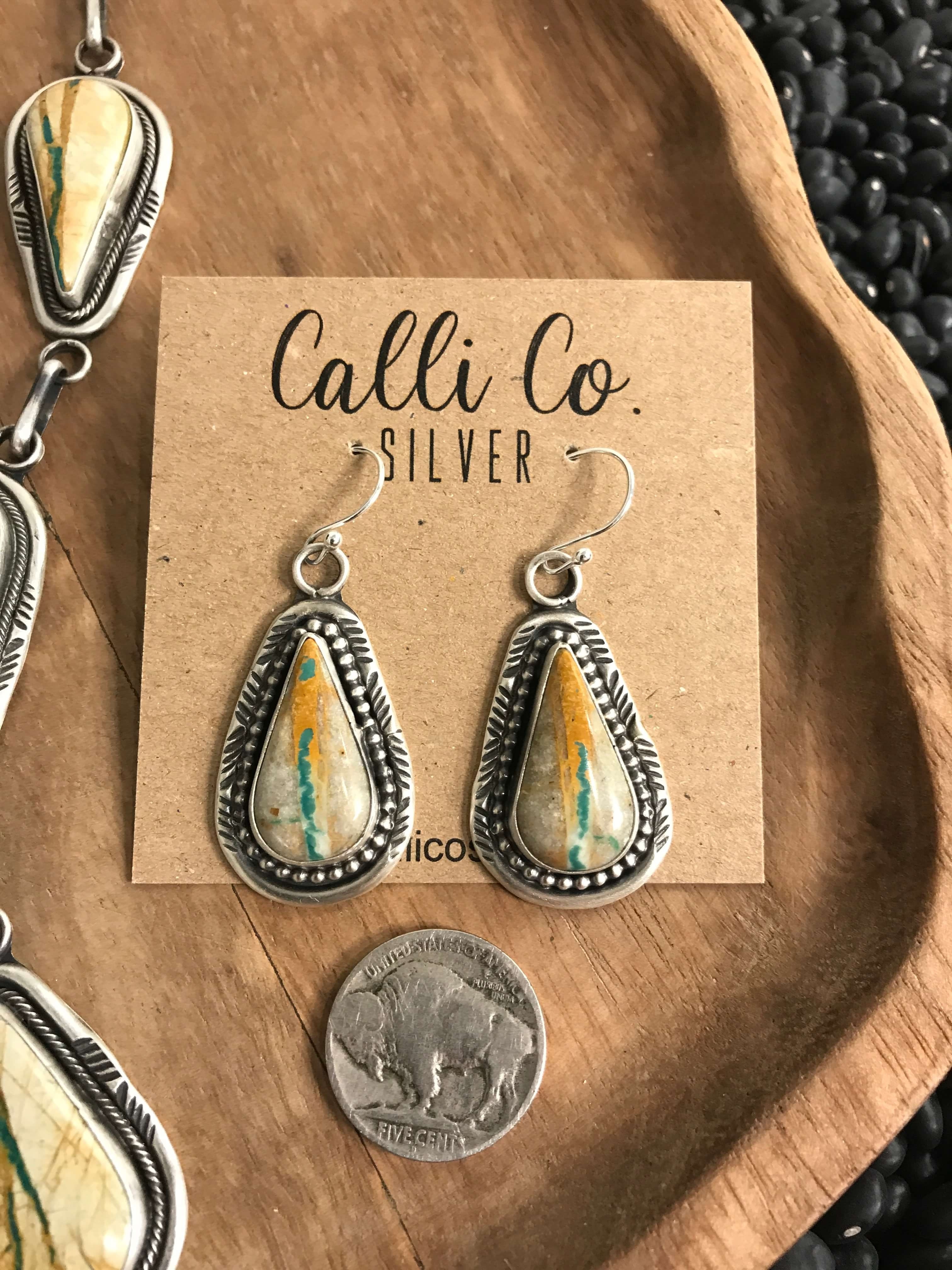 The Washta Lariat Necklace Set-Necklaces-Calli Co., Turquoise and Silver Jewelry, Native American Handmade, Zuni Tribe, Navajo Tribe, Brock Texas