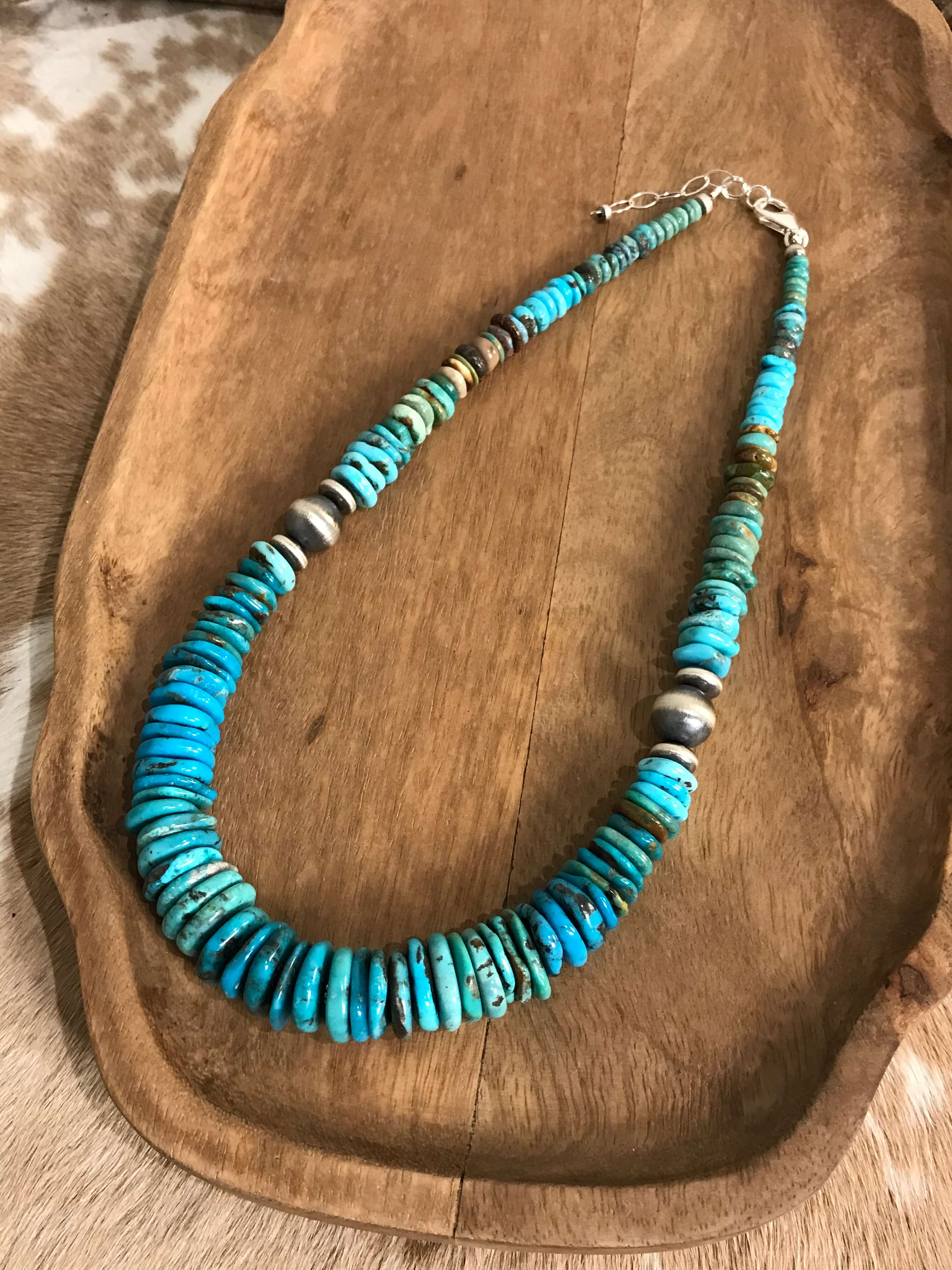 The Cresco 20" Stacked Necklace, 1-Necklaces-Calli Co., Turquoise and Silver Jewelry, Native American Handmade, Zuni Tribe, Navajo Tribe, Brock Texas
