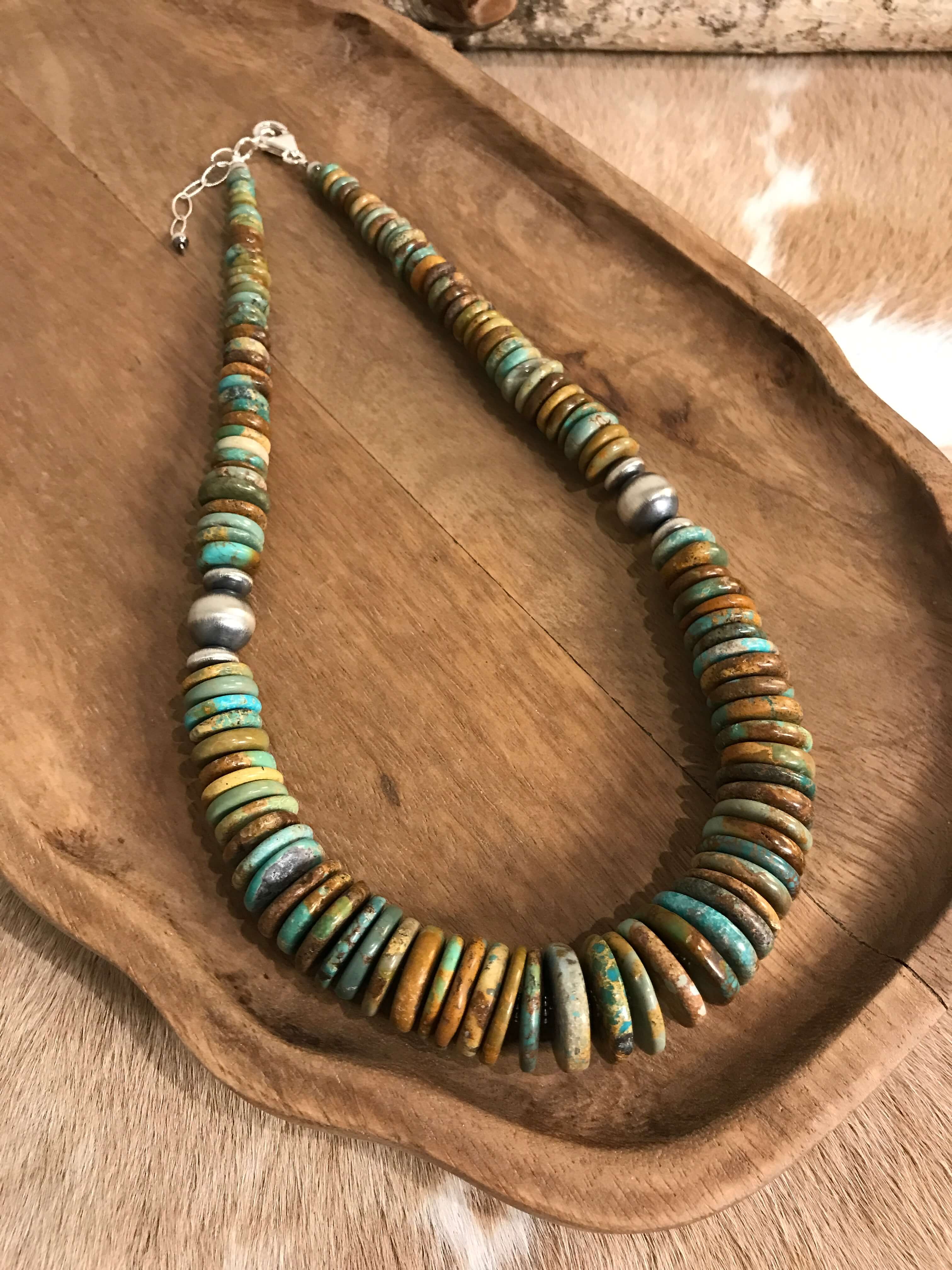 The Cresco 20" Stacked Necklace, 2-Necklaces-Calli Co., Turquoise and Silver Jewelry, Native American Handmade, Zuni Tribe, Navajo Tribe, Brock Texas