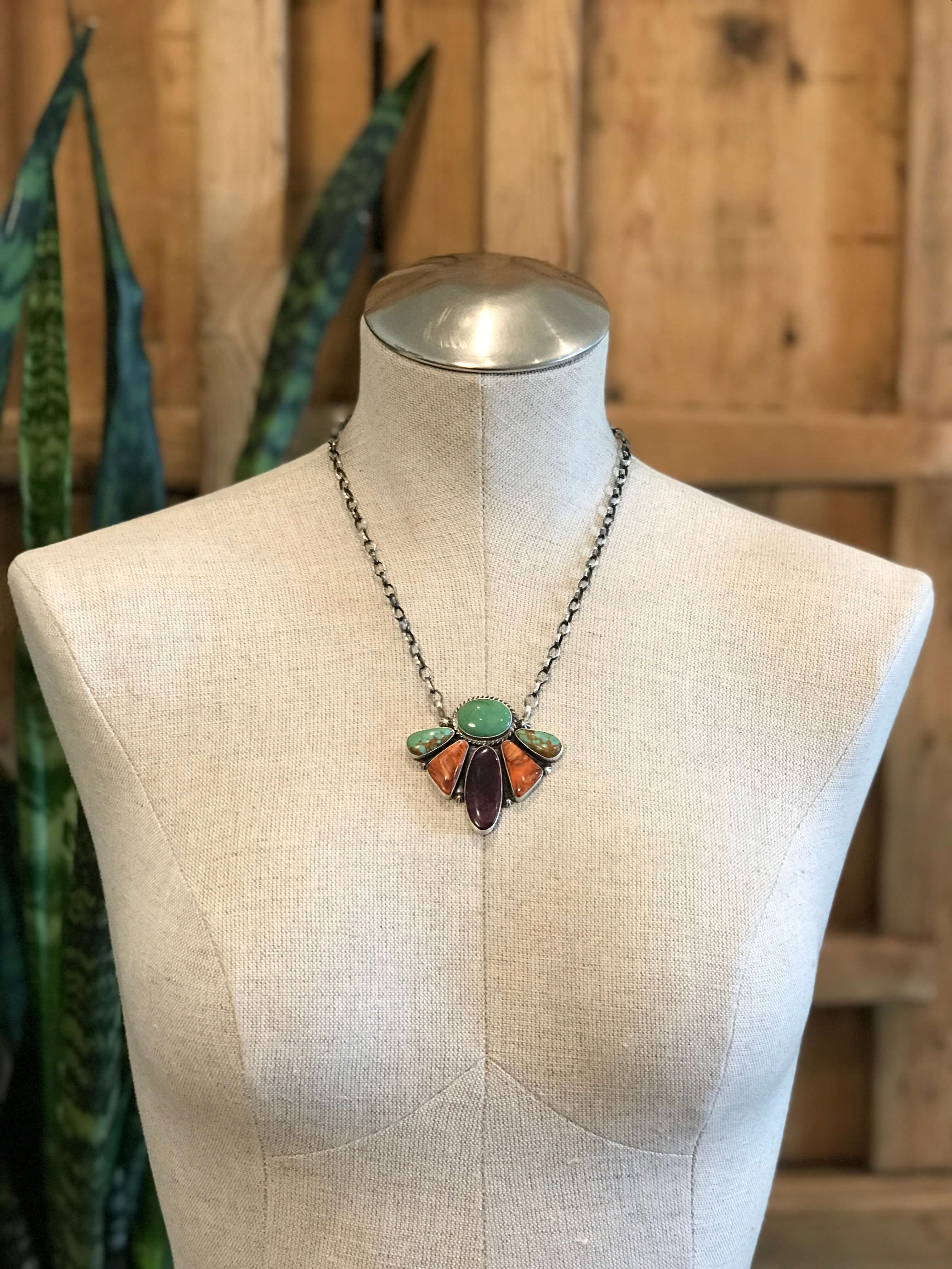 The Breton Turquoise and Spiny Necklace-Necklaces-Calli Co., Turquoise and Silver Jewelry, Native American Handmade, Zuni Tribe, Navajo Tribe, Brock Texas