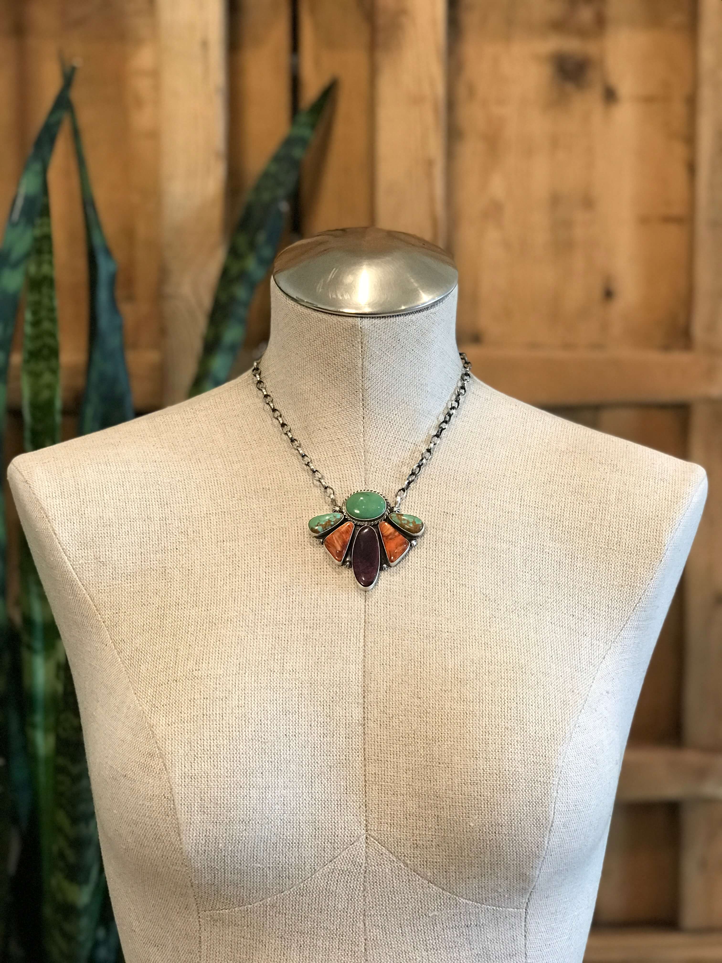 The Breton Turquoise and Spiny Necklace-Necklaces-Calli Co., Turquoise and Silver Jewelry, Native American Handmade, Zuni Tribe, Navajo Tribe, Brock Texas