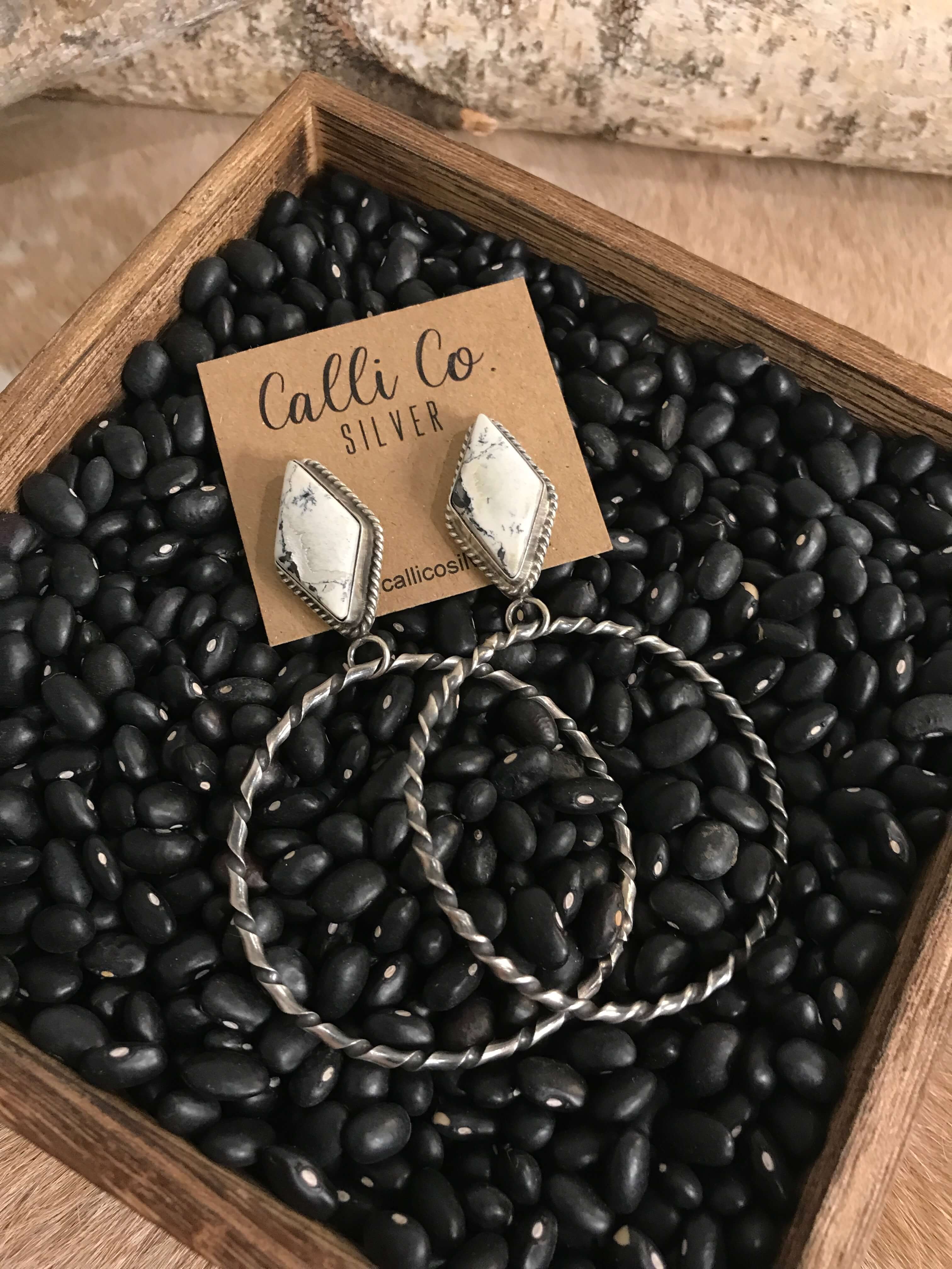 The Swain Hoop Earrings, 9-Earrings-Calli Co., Turquoise and Silver Jewelry, Native American Handmade, Zuni Tribe, Navajo Tribe, Brock Texas