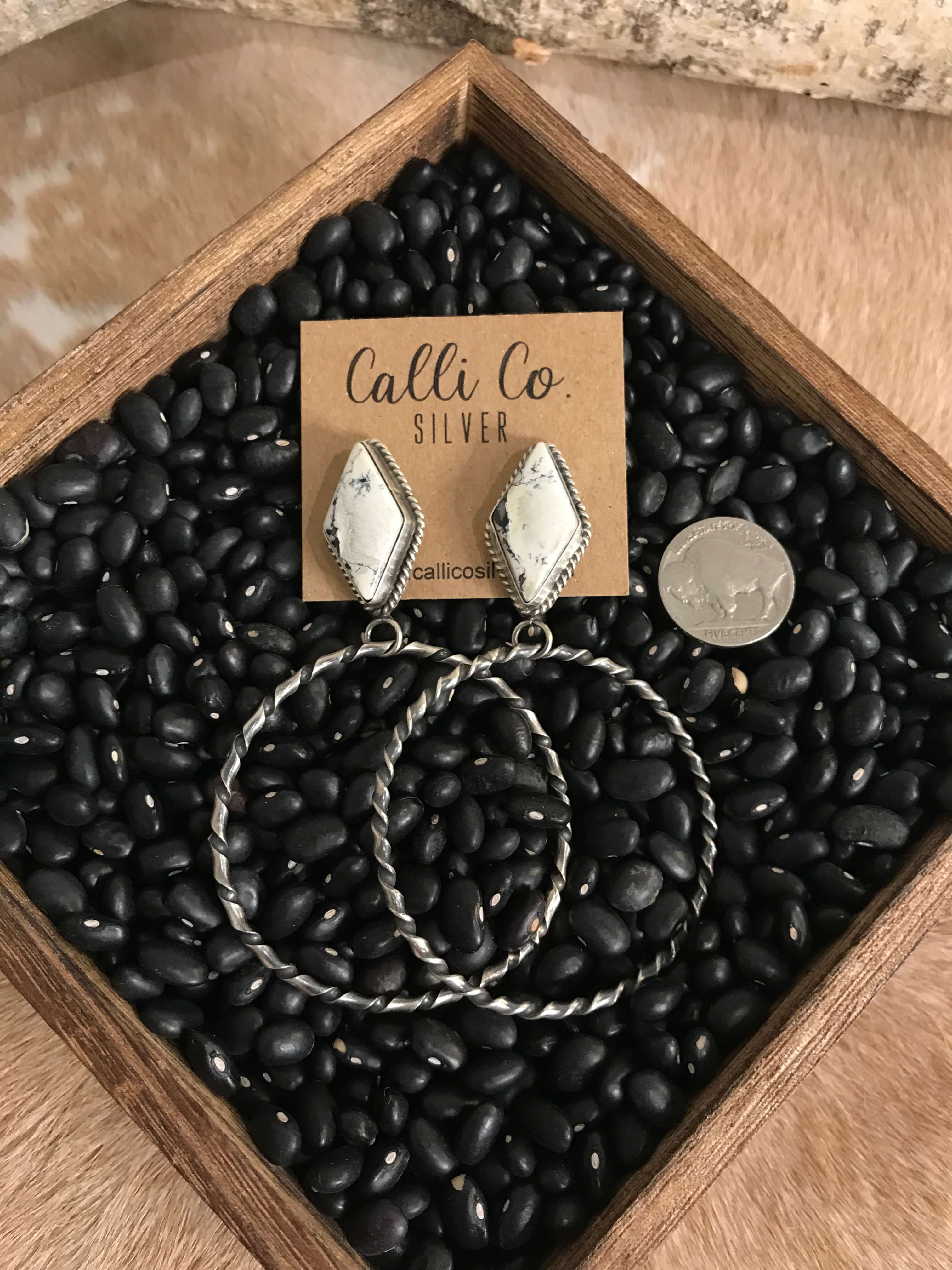 The Swain Hoop Earrings, 9-Earrings-Calli Co., Turquoise and Silver Jewelry, Native American Handmade, Zuni Tribe, Navajo Tribe, Brock Texas