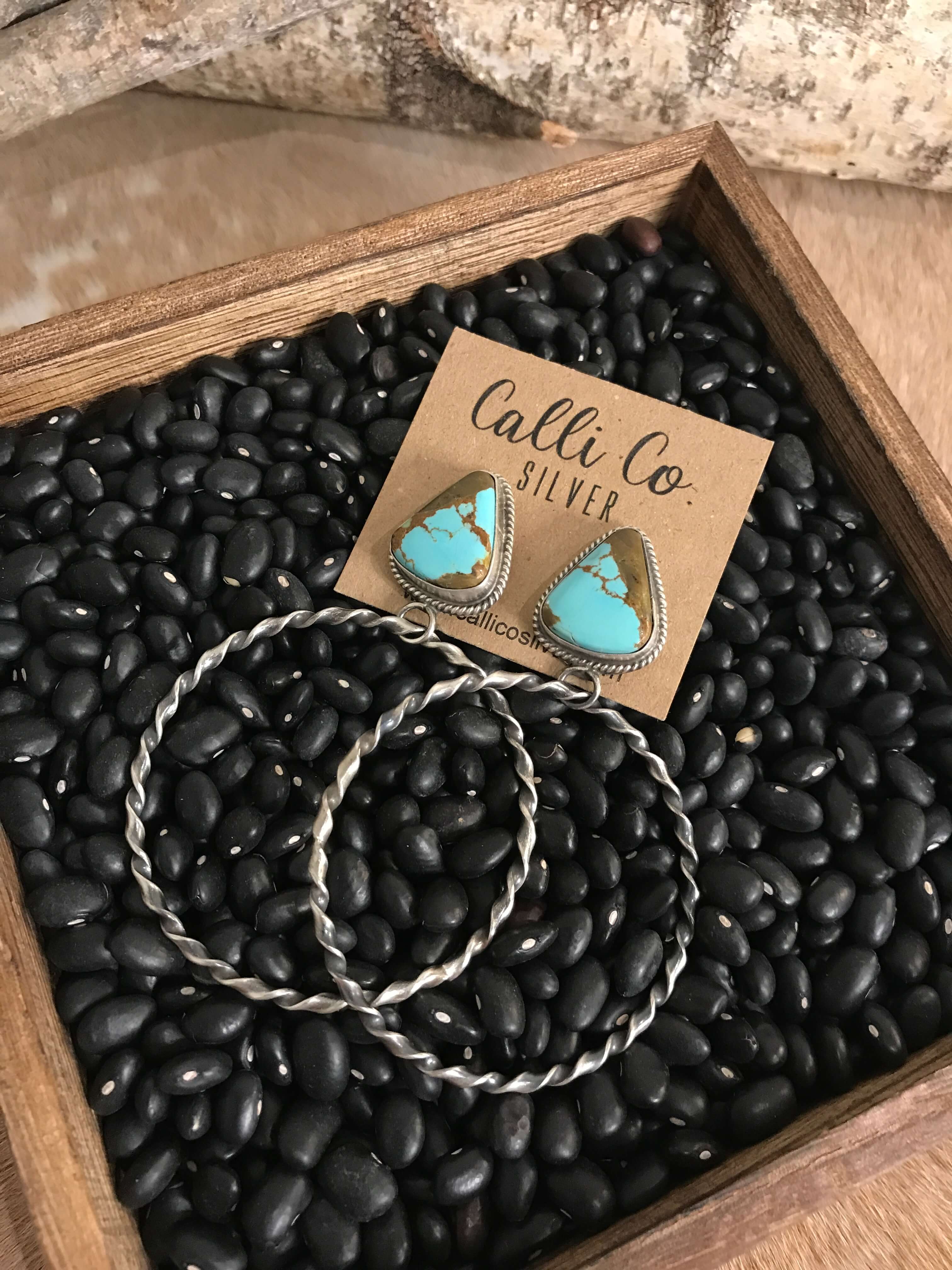 The Swain Hoop Earrings, 12-Earrings-Calli Co., Turquoise and Silver Jewelry, Native American Handmade, Zuni Tribe, Navajo Tribe, Brock Texas