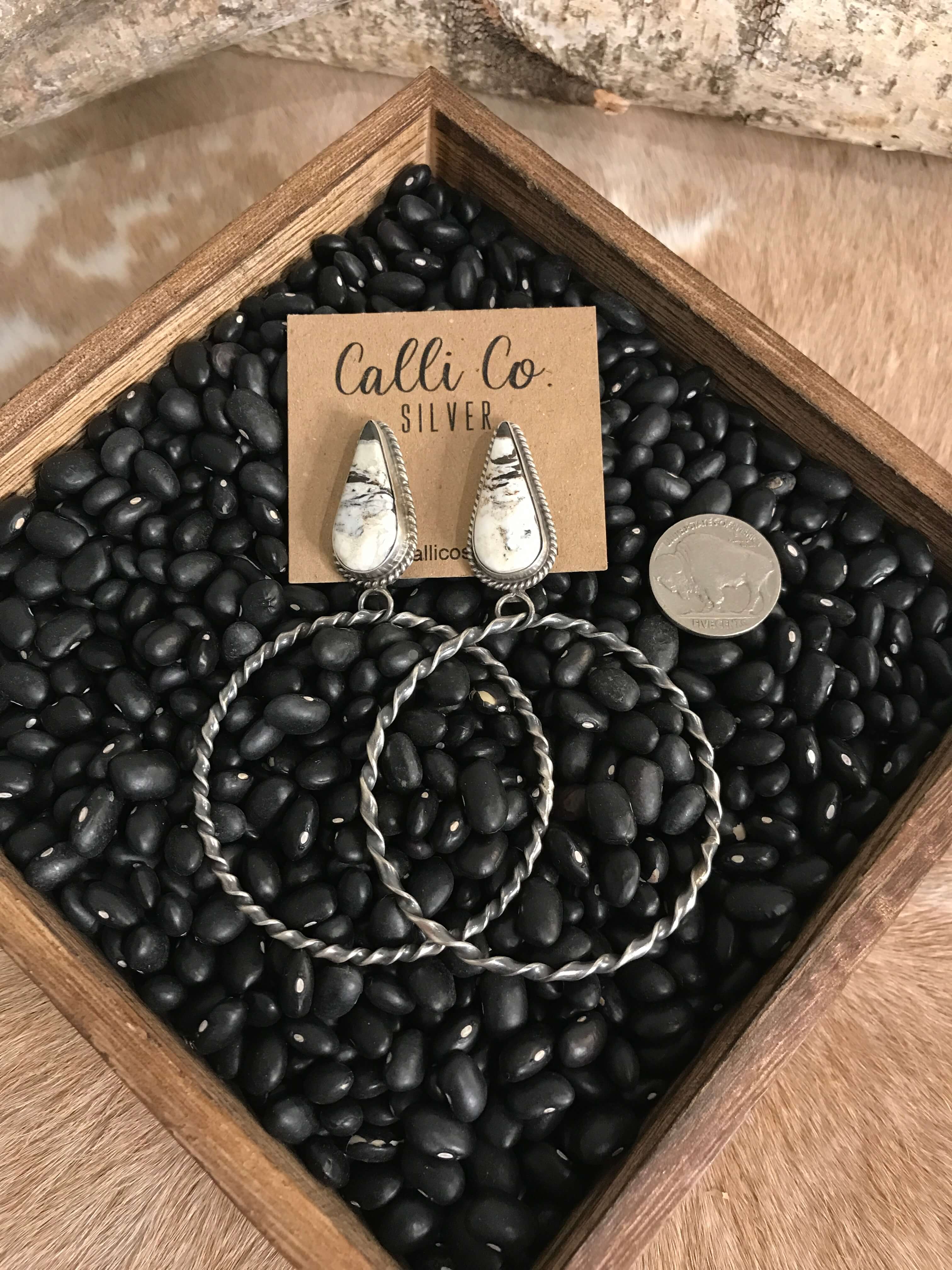 The Swain Hoop Earrings, 18-Earrings-Calli Co., Turquoise and Silver Jewelry, Native American Handmade, Zuni Tribe, Navajo Tribe, Brock Texas