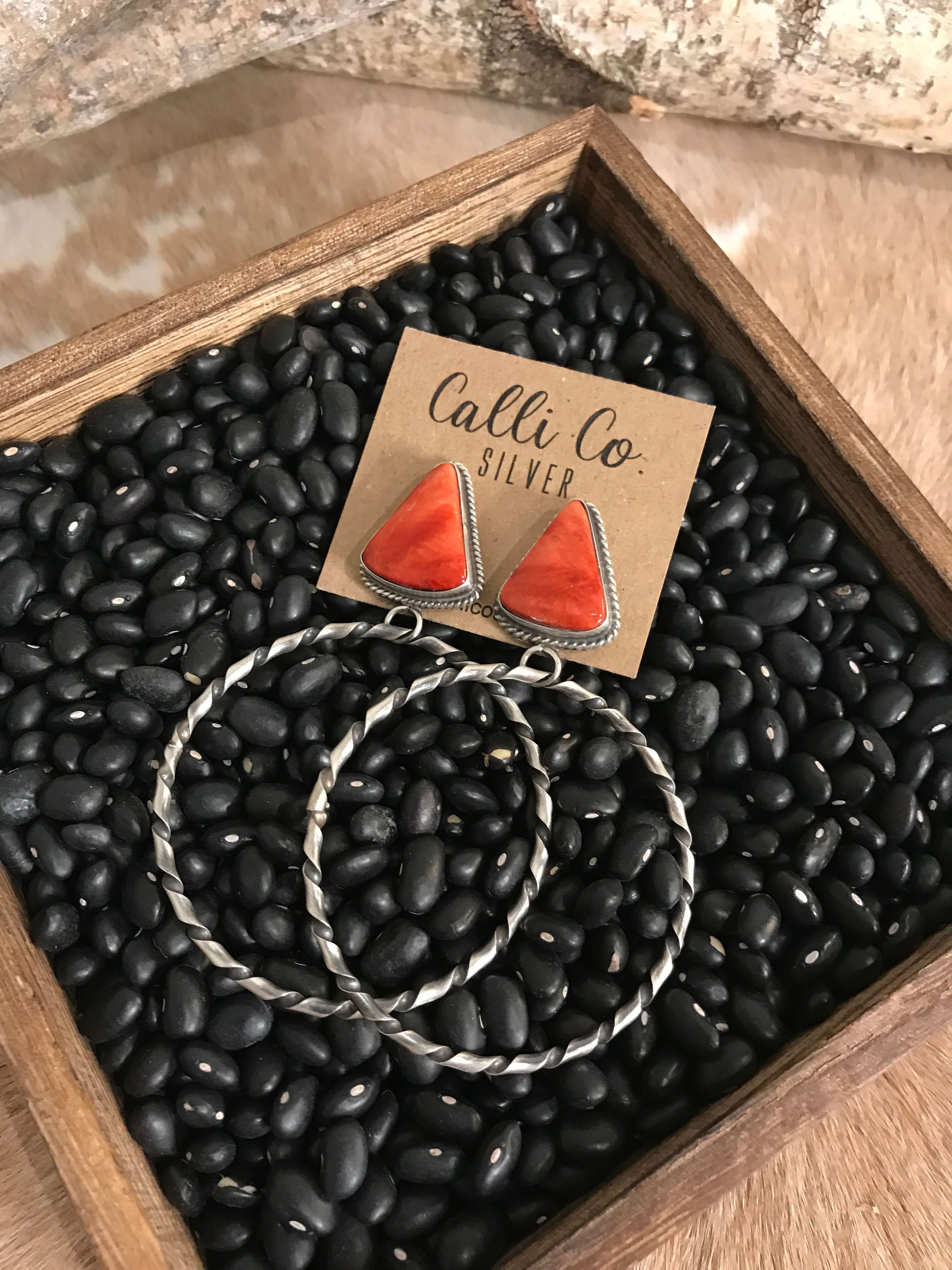 The Swain Hoop Earrings, 21-Earrings-Calli Co., Turquoise and Silver Jewelry, Native American Handmade, Zuni Tribe, Navajo Tribe, Brock Texas