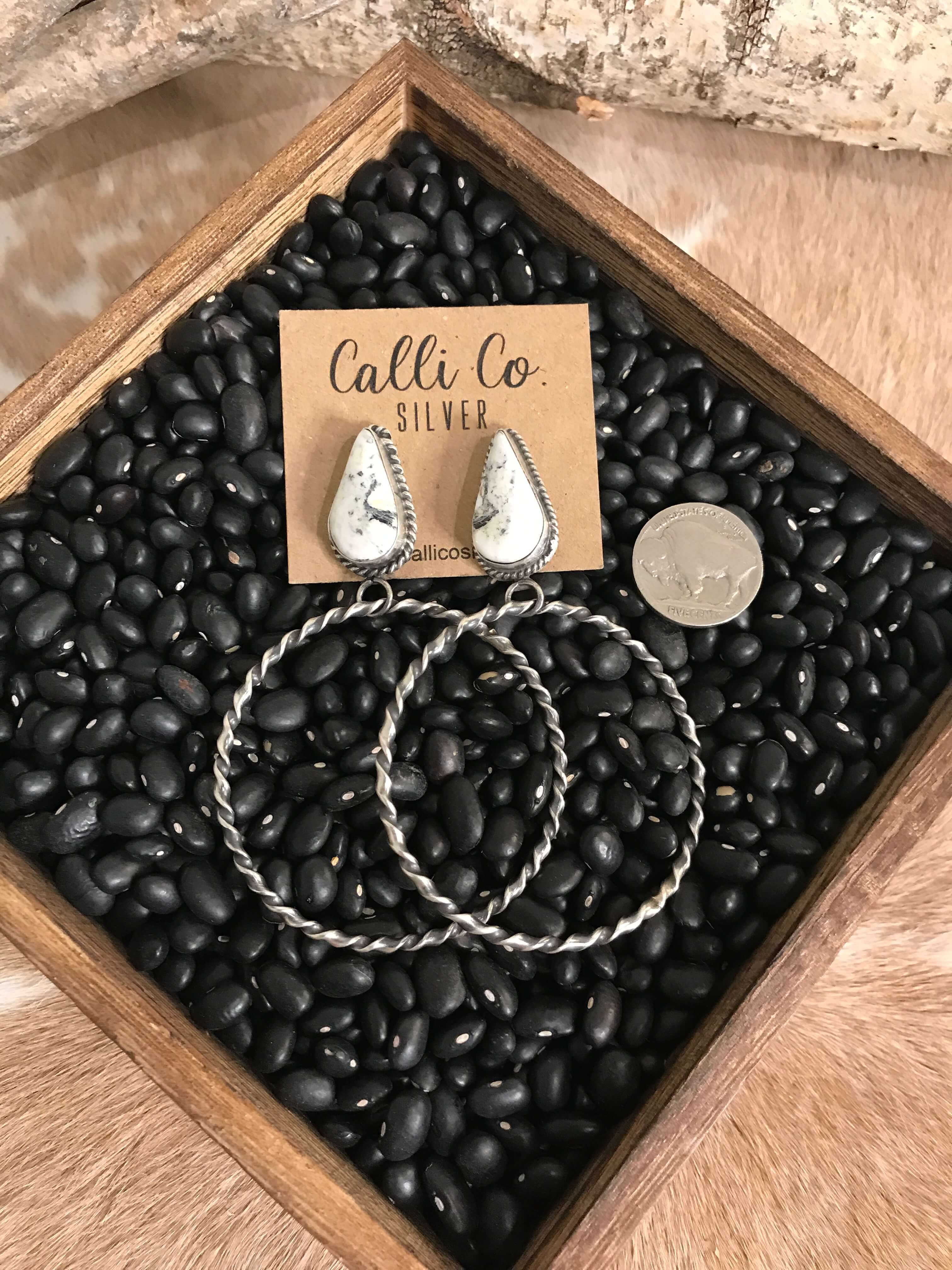 The Swain Hoop Earrings, 22-Earrings-Calli Co., Turquoise and Silver Jewelry, Native American Handmade, Zuni Tribe, Navajo Tribe, Brock Texas