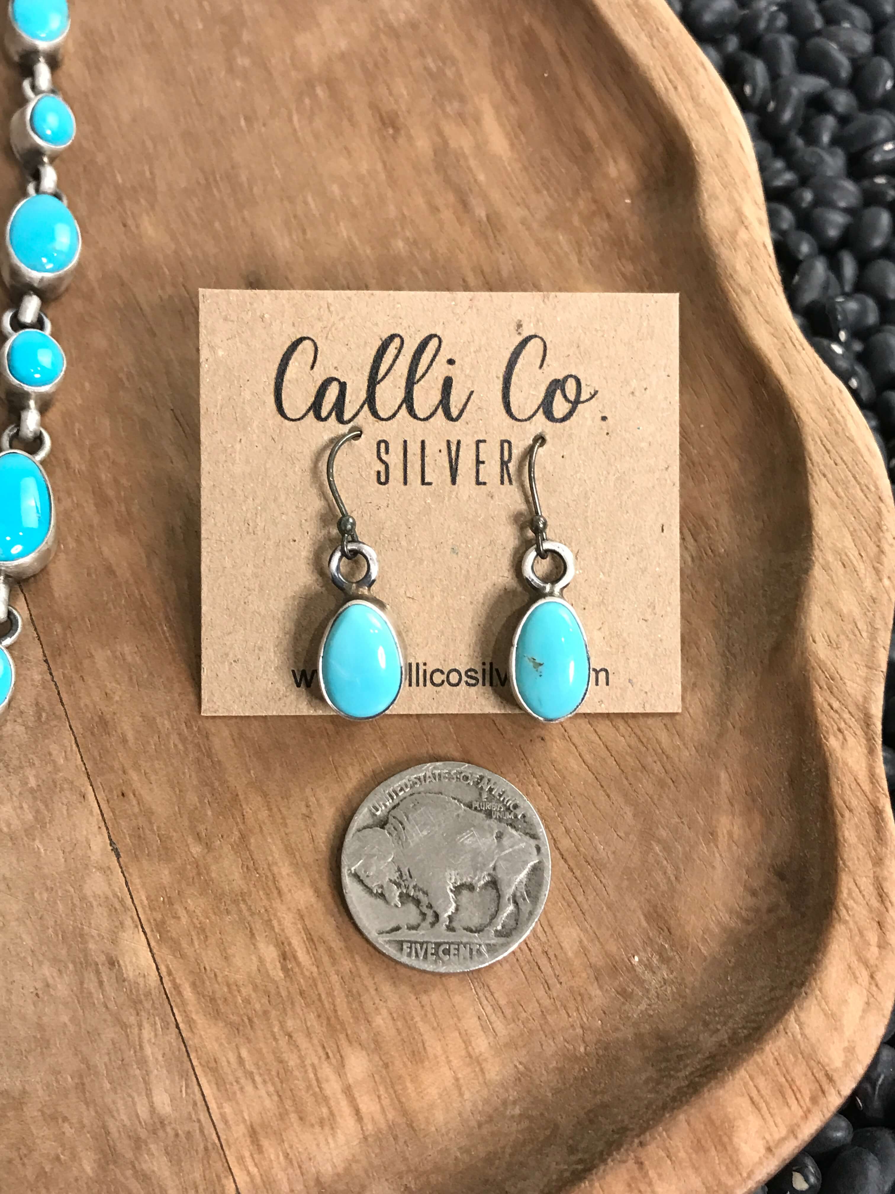 The Wakonda Turquoise Lariat Necklace Set-Necklaces-Calli Co., Turquoise and Silver Jewelry, Native American Handmade, Zuni Tribe, Navajo Tribe, Brock Texas