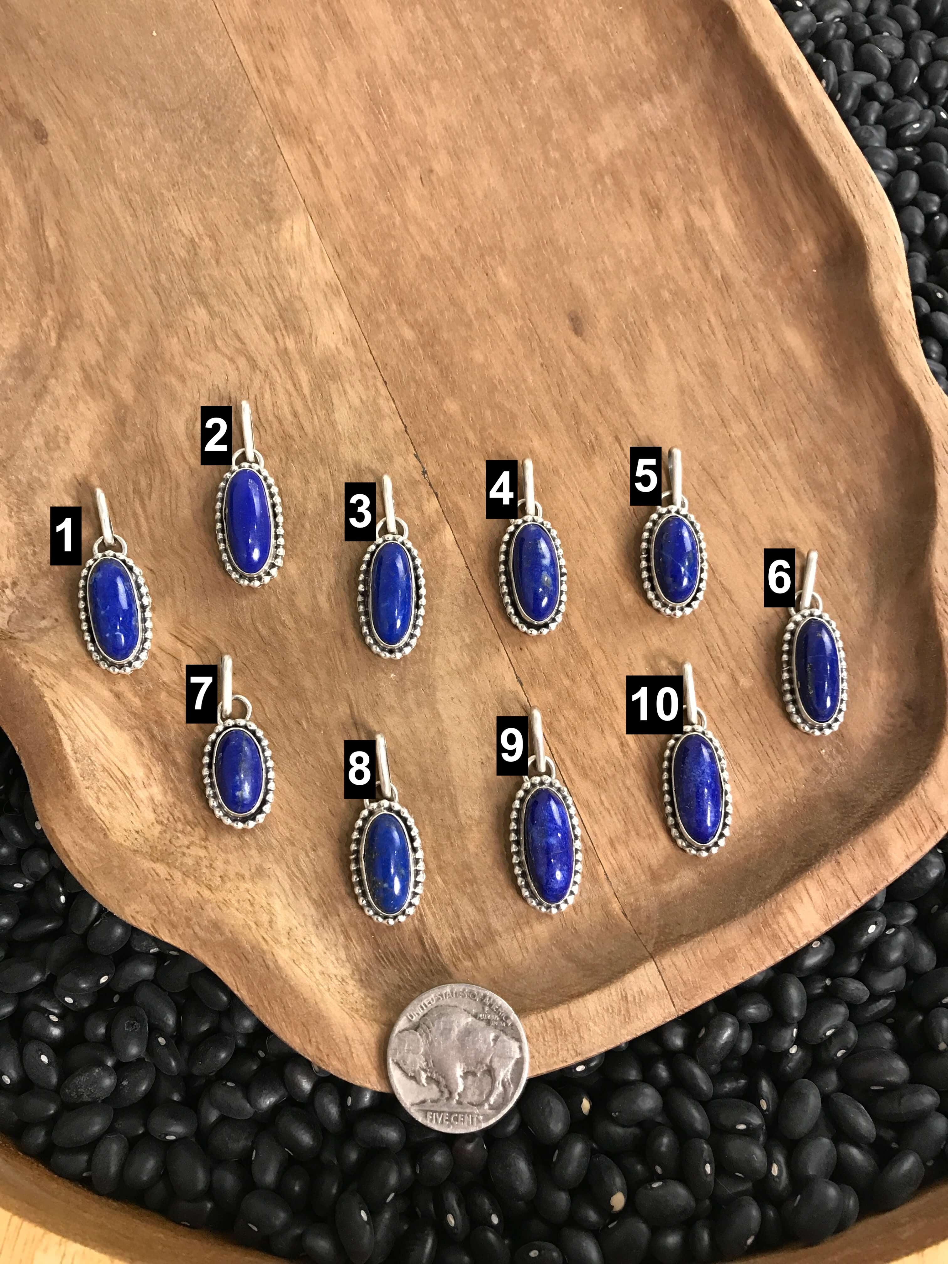 The Dotson Pendant in Lapis-Necklaces-Calli Co., Turquoise and Silver Jewelry, Native American Handmade, Zuni Tribe, Navajo Tribe, Brock Texas