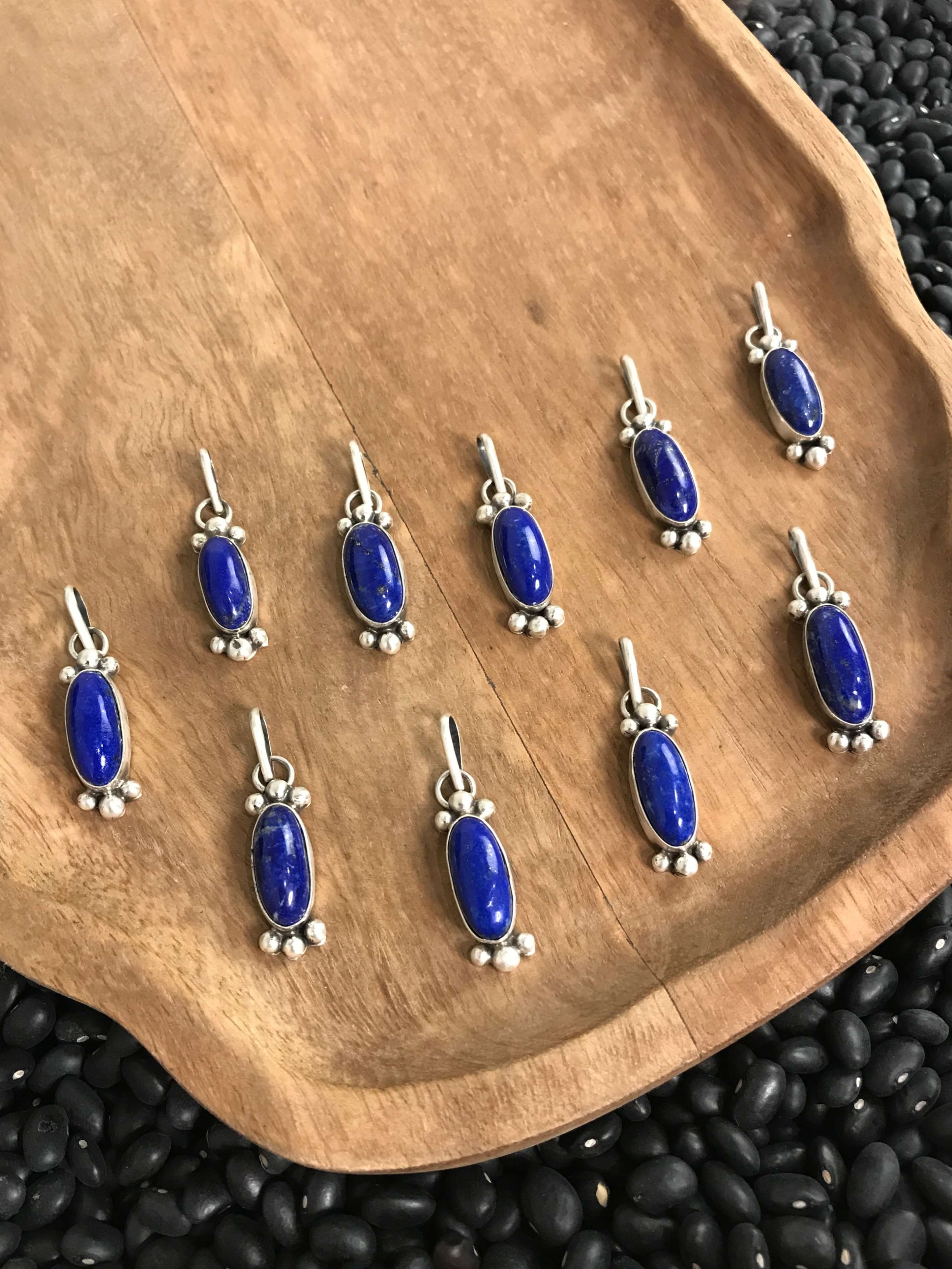 The Forks Pendant in Lapis-Necklaces-Calli Co., Turquoise and Silver Jewelry, Native American Handmade, Zuni Tribe, Navajo Tribe, Brock Texas