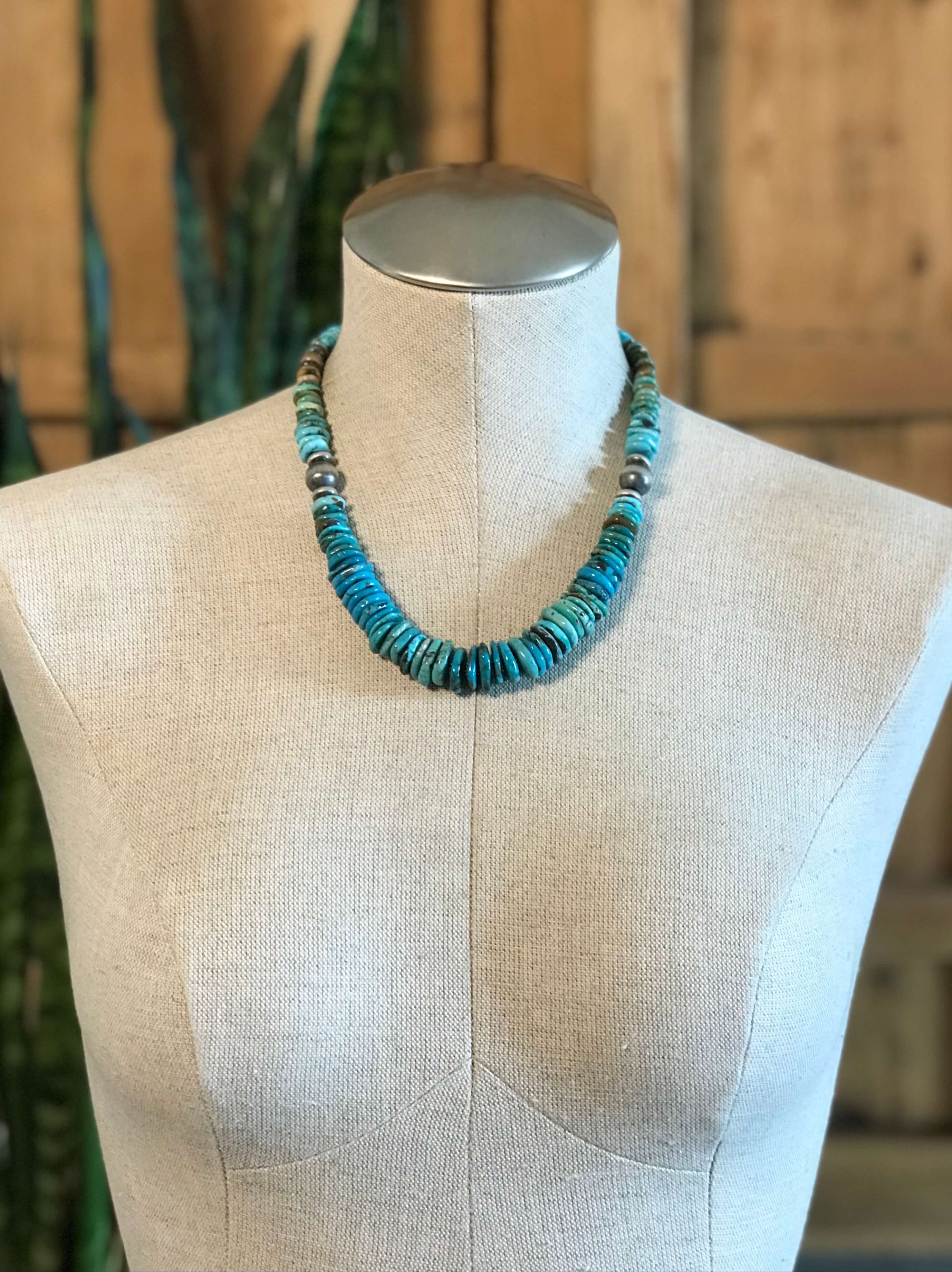 The Cresco 20" Stacked Necklace, 1-Necklaces-Calli Co., Turquoise and Silver Jewelry, Native American Handmade, Zuni Tribe, Navajo Tribe, Brock Texas
