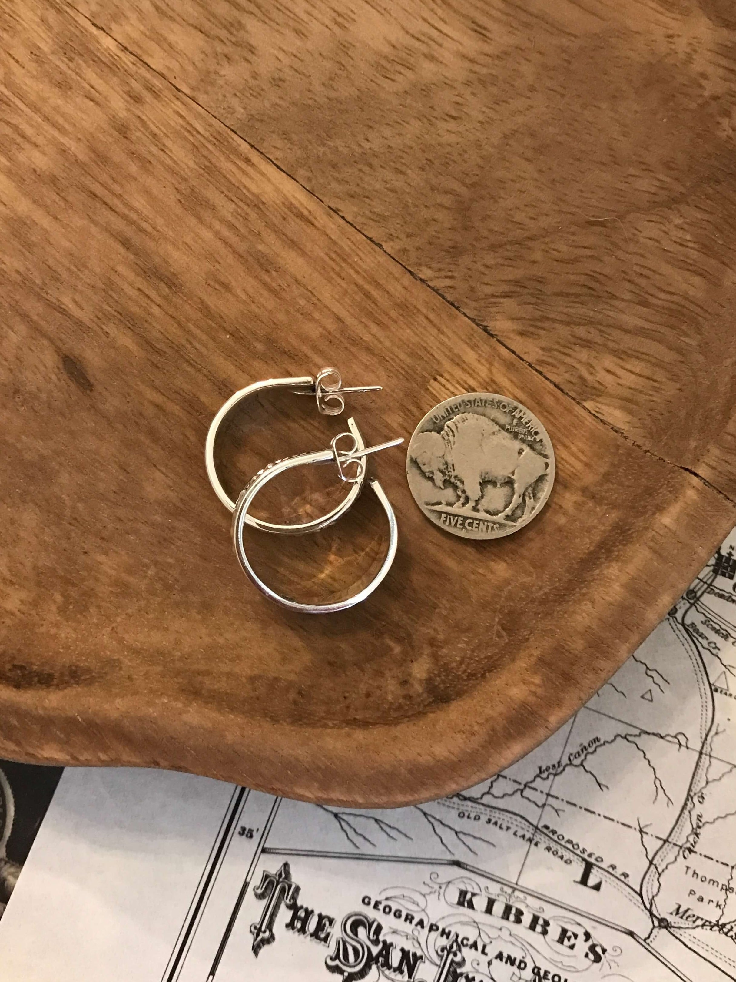 The Horizon Hoop Earrings, 3-Earrings-Calli Co., Turquoise and Silver Jewelry, Native American Handmade, Zuni Tribe, Navajo Tribe, Brock Texas