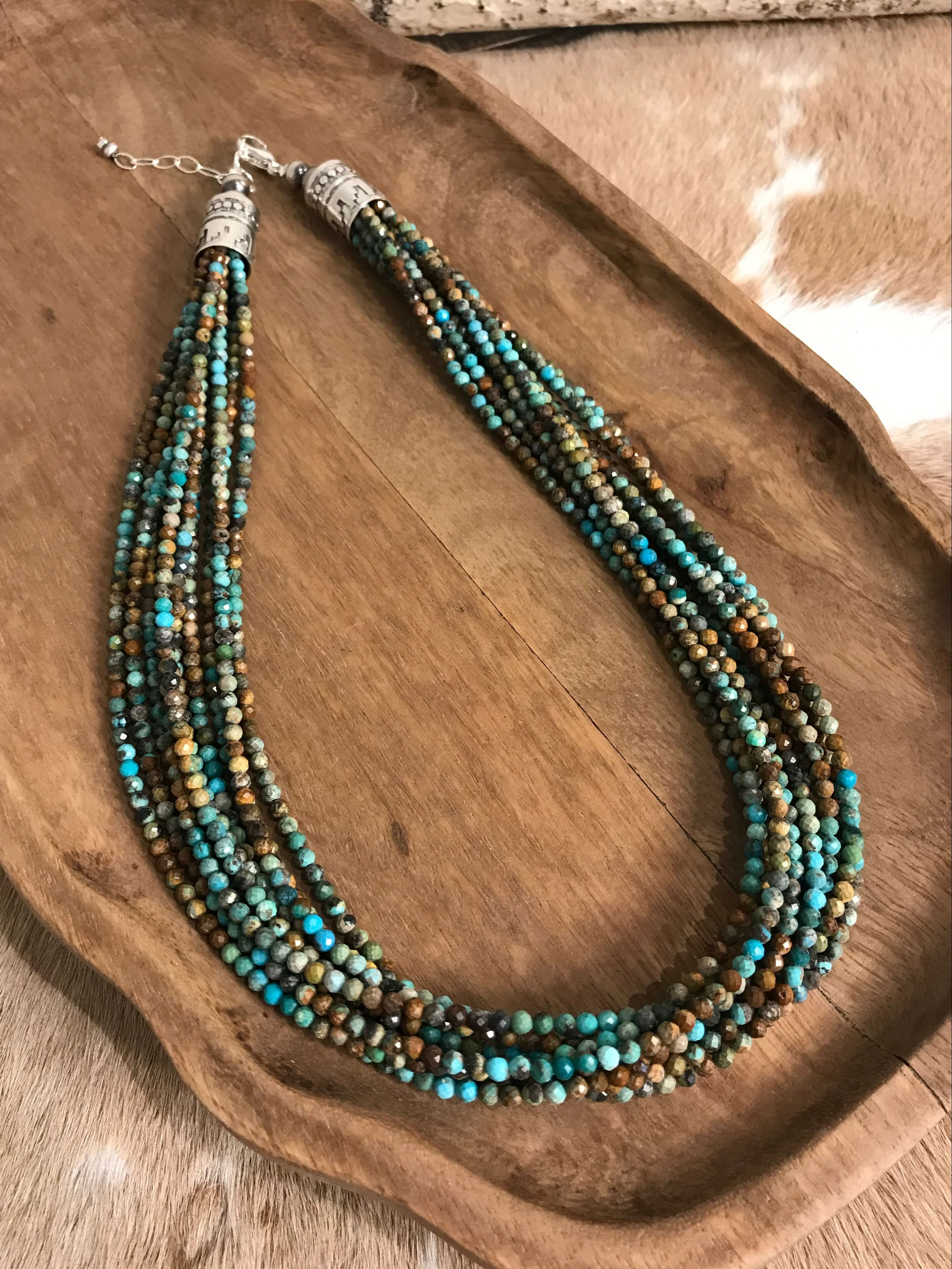 The Derry Turquoise Beaded Necklace-Necklaces-Calli Co., Turquoise and Silver Jewelry, Native American Handmade, Zuni Tribe, Navajo Tribe, Brock Texas