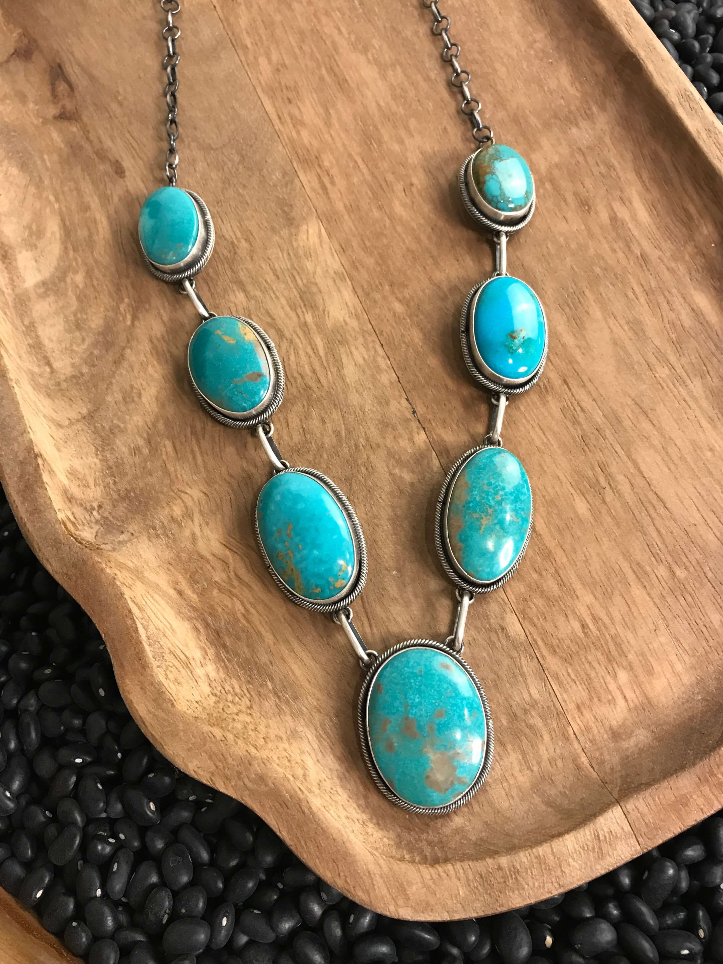 The Lamesa Turquoise Statement Necklace-Necklaces-Calli Co., Turquoise and Silver Jewelry, Native American Handmade, Zuni Tribe, Navajo Tribe, Brock Texas