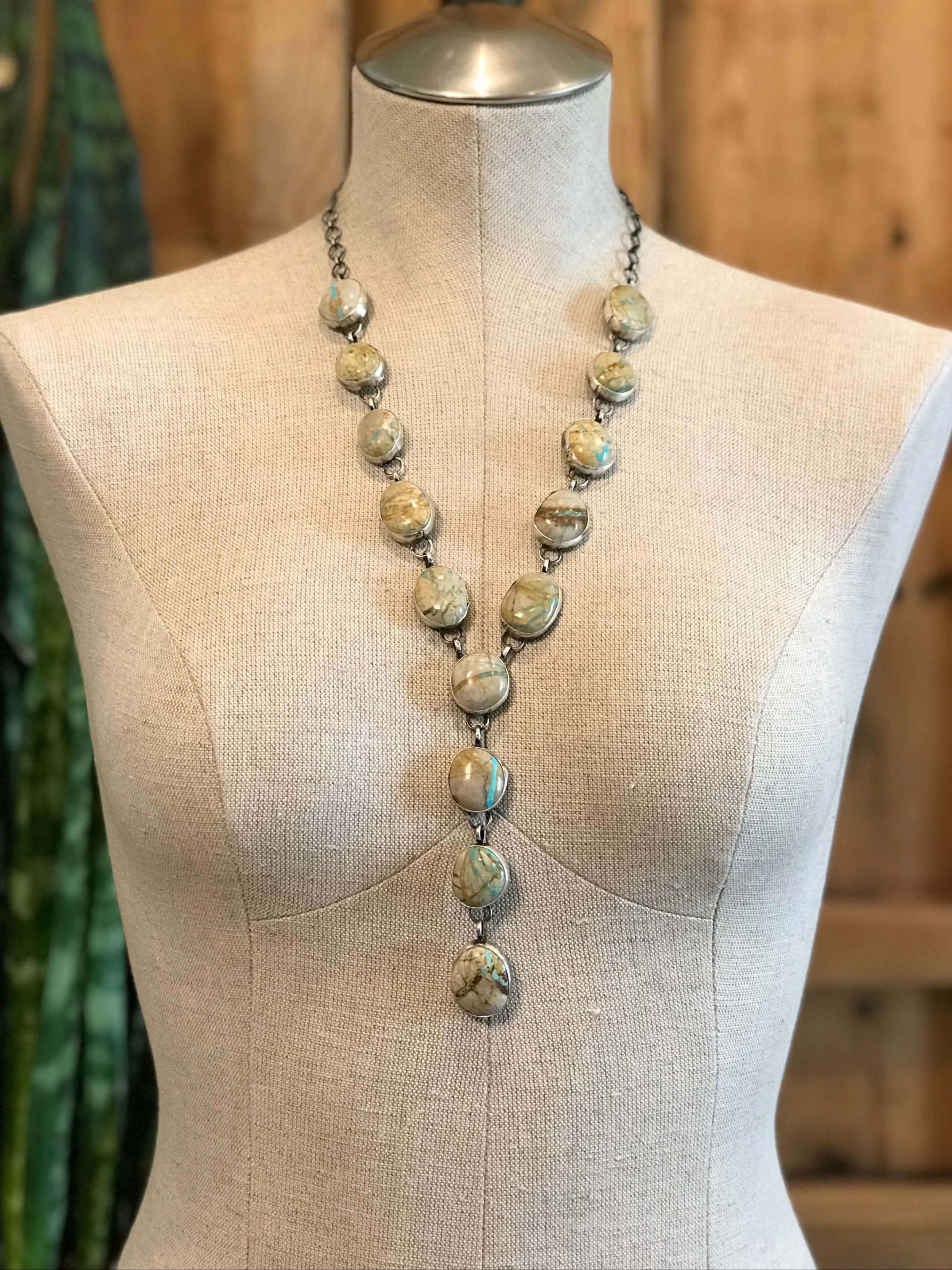 The Sedona Lariat Necklace-Necklaces-Calli Co., Turquoise and Silver Jewelry, Native American Handmade, Zuni Tribe, Navajo Tribe, Brock Texas