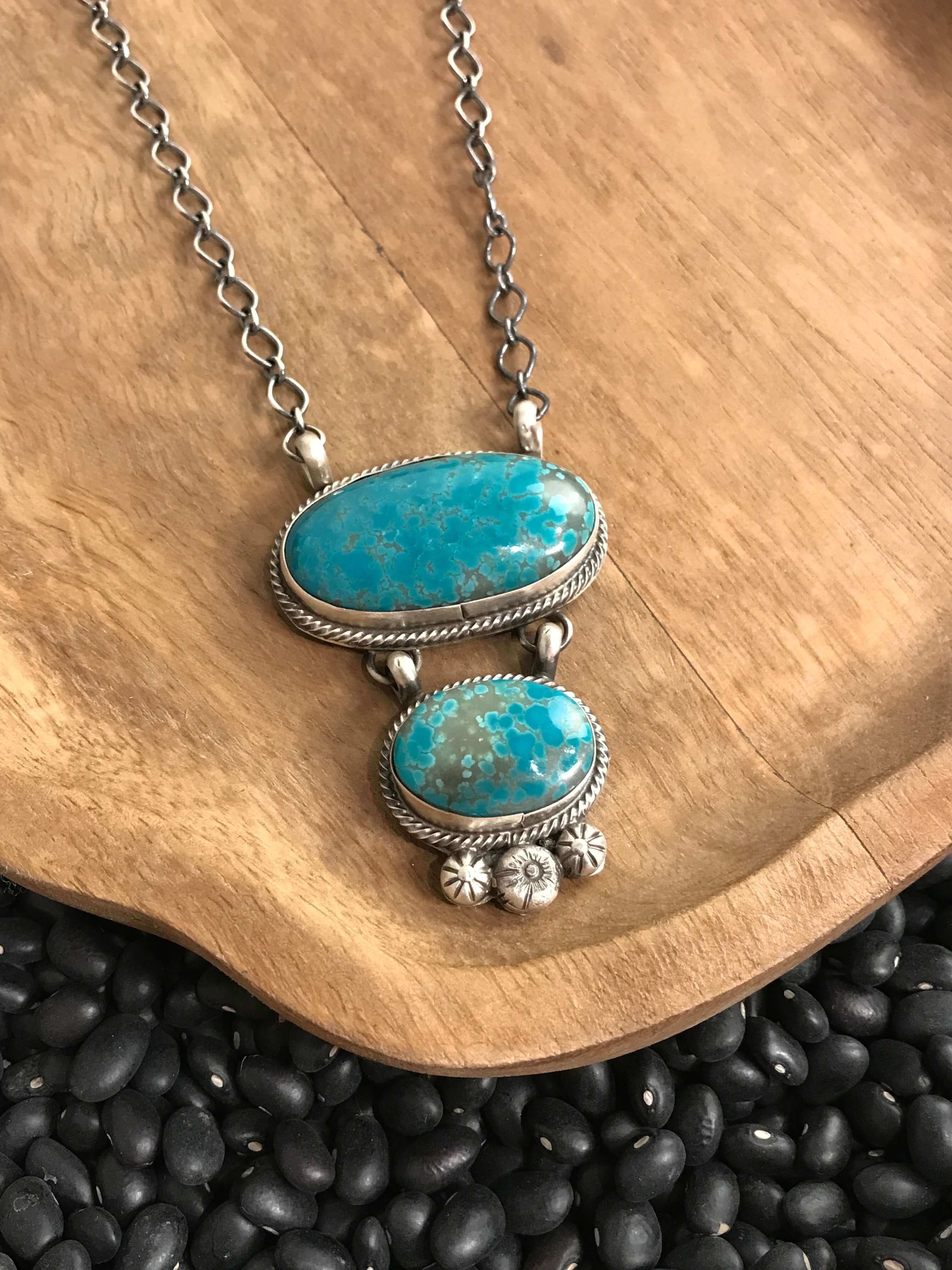 The Big Spring Turquoise Necklace, 2-Necklaces-Calli Co., Turquoise and Silver Jewelry, Native American Handmade, Zuni Tribe, Navajo Tribe, Brock Texas