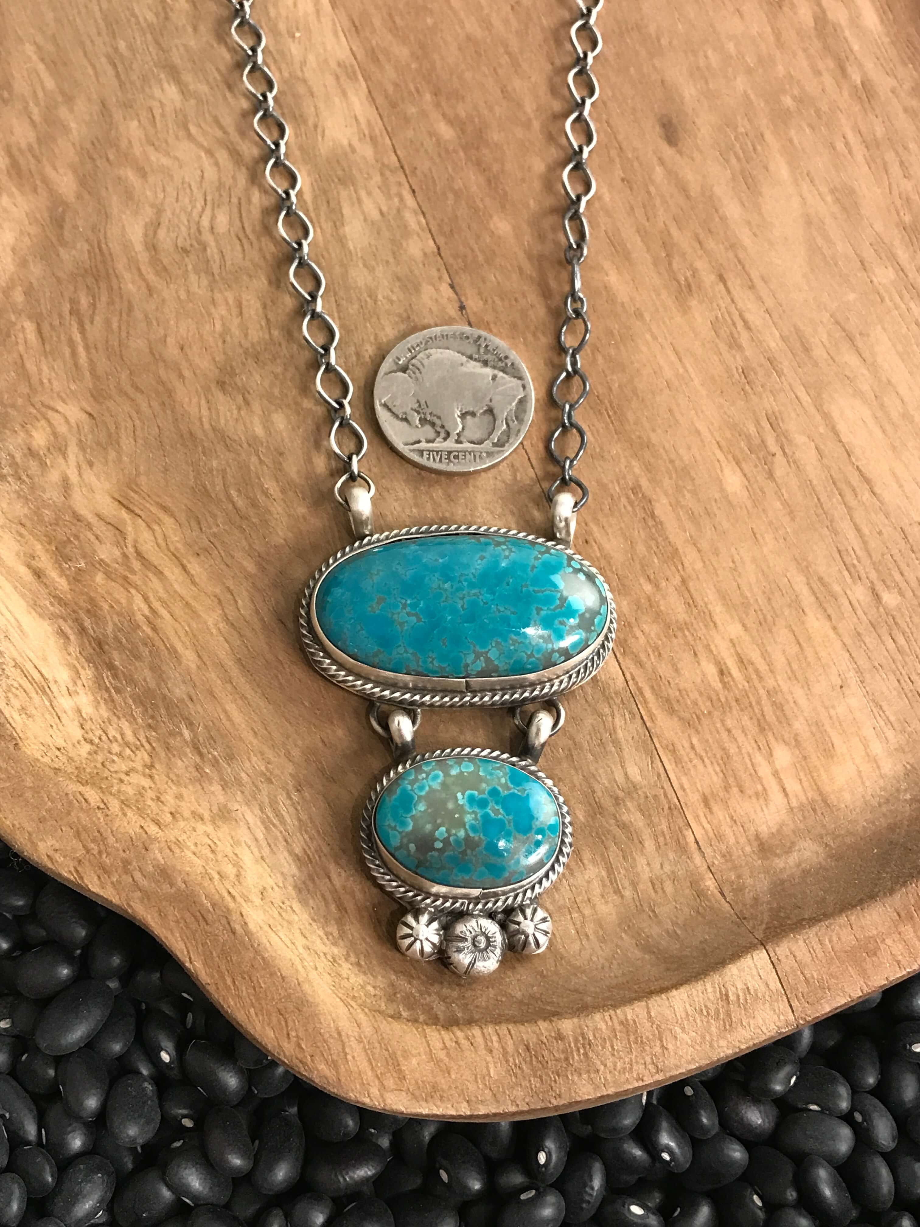 The Big Spring Turquoise Necklace, 2-Necklaces-Calli Co., Turquoise and Silver Jewelry, Native American Handmade, Zuni Tribe, Navajo Tribe, Brock Texas