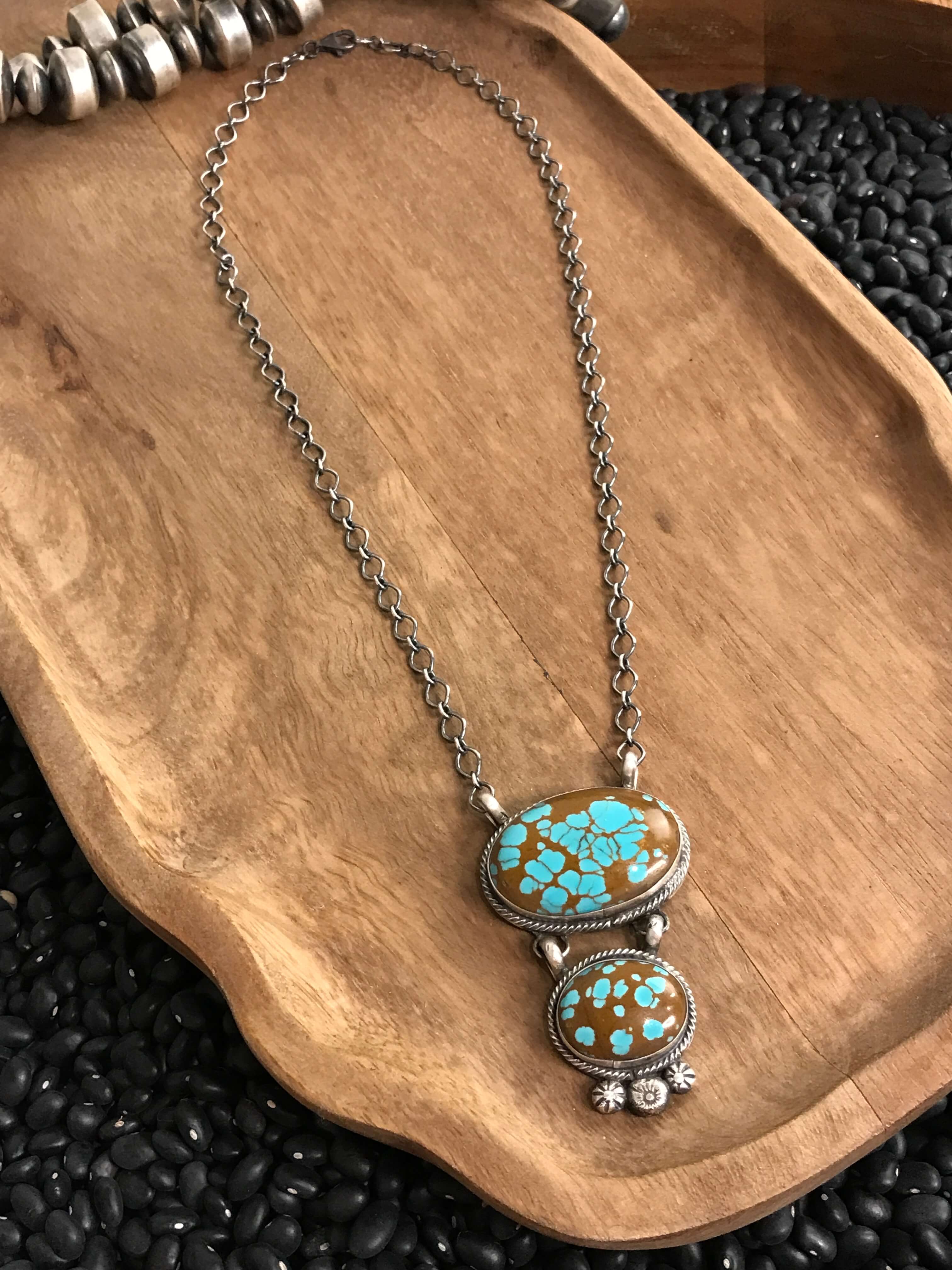The Big Spring Turquoise Necklace, 3-Necklaces-Calli Co., Turquoise and Silver Jewelry, Native American Handmade, Zuni Tribe, Navajo Tribe, Brock Texas