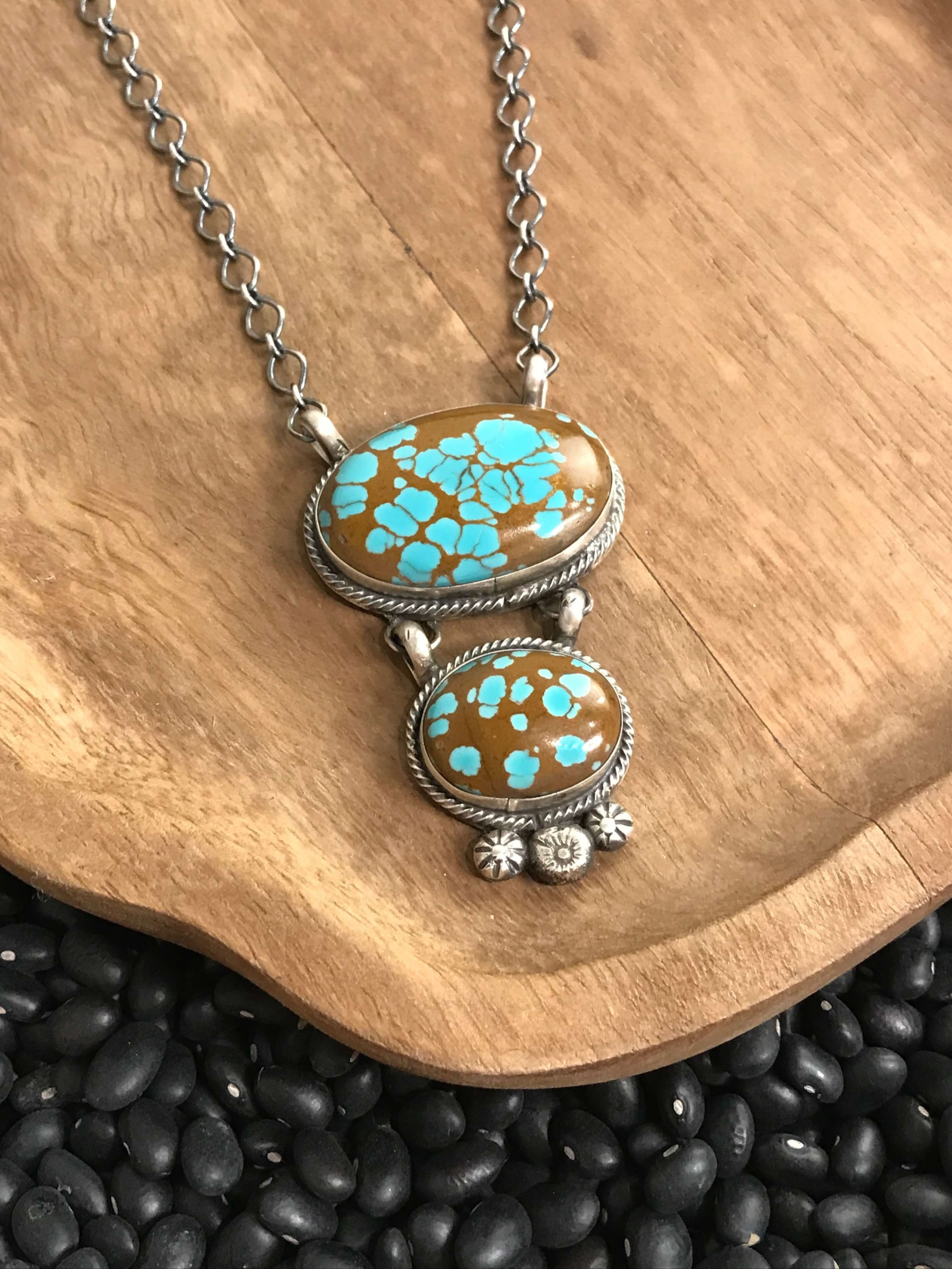 The Big Spring Turquoise Necklace, 3-Necklaces-Calli Co., Turquoise and Silver Jewelry, Native American Handmade, Zuni Tribe, Navajo Tribe, Brock Texas