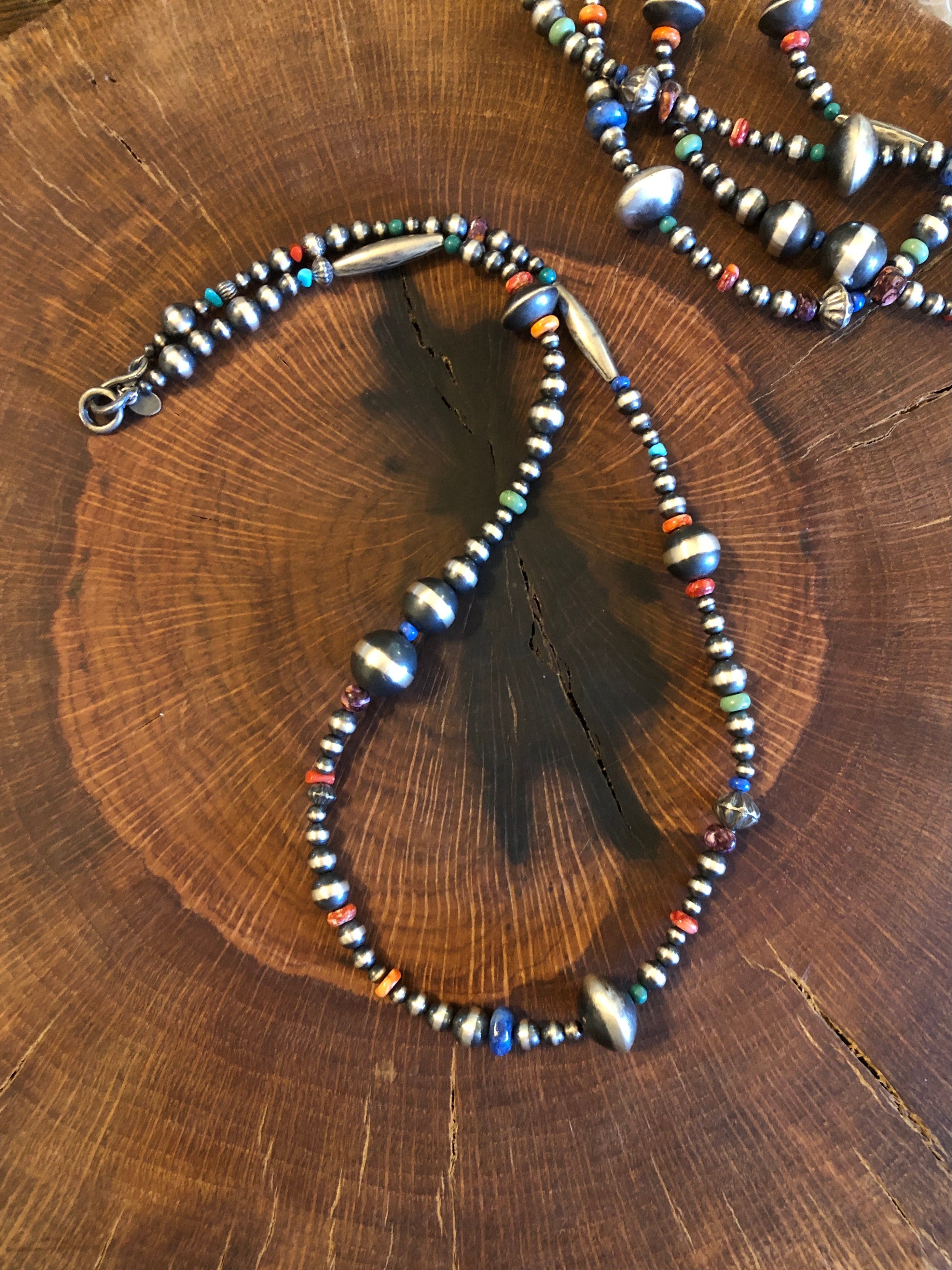 The Atlas Navajo Pearl Necklace-Necklaces-Calli Co., Turquoise and Silver Jewelry, Native American Handmade, Zuni Tribe, Navajo Tribe, Brock Texas