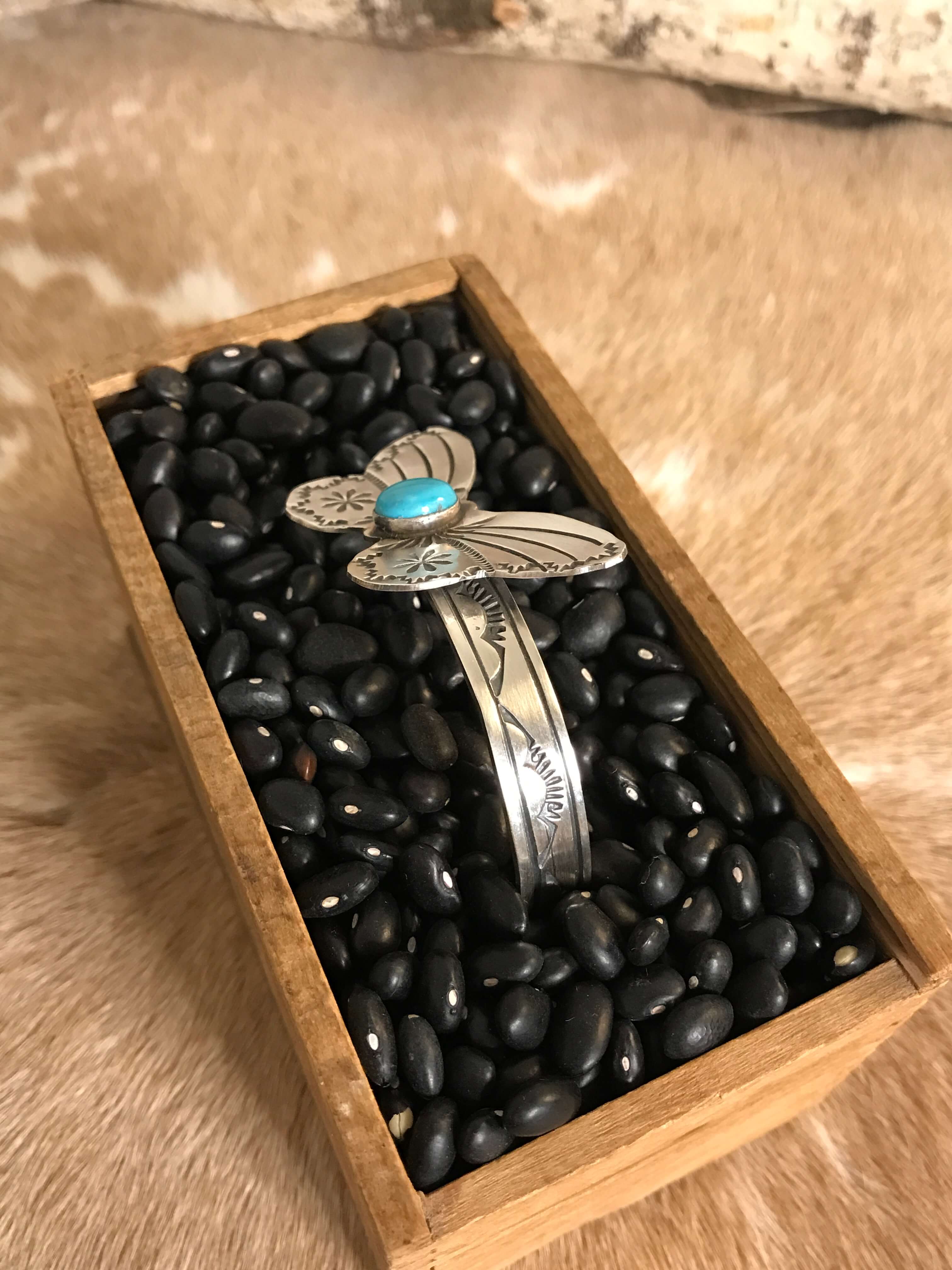 The Turquoise Butterfly Cuff, 2-Bracelets & Cuffs-Calli Co., Turquoise and Silver Jewelry, Native American Handmade, Zuni Tribe, Navajo Tribe, Brock Texas