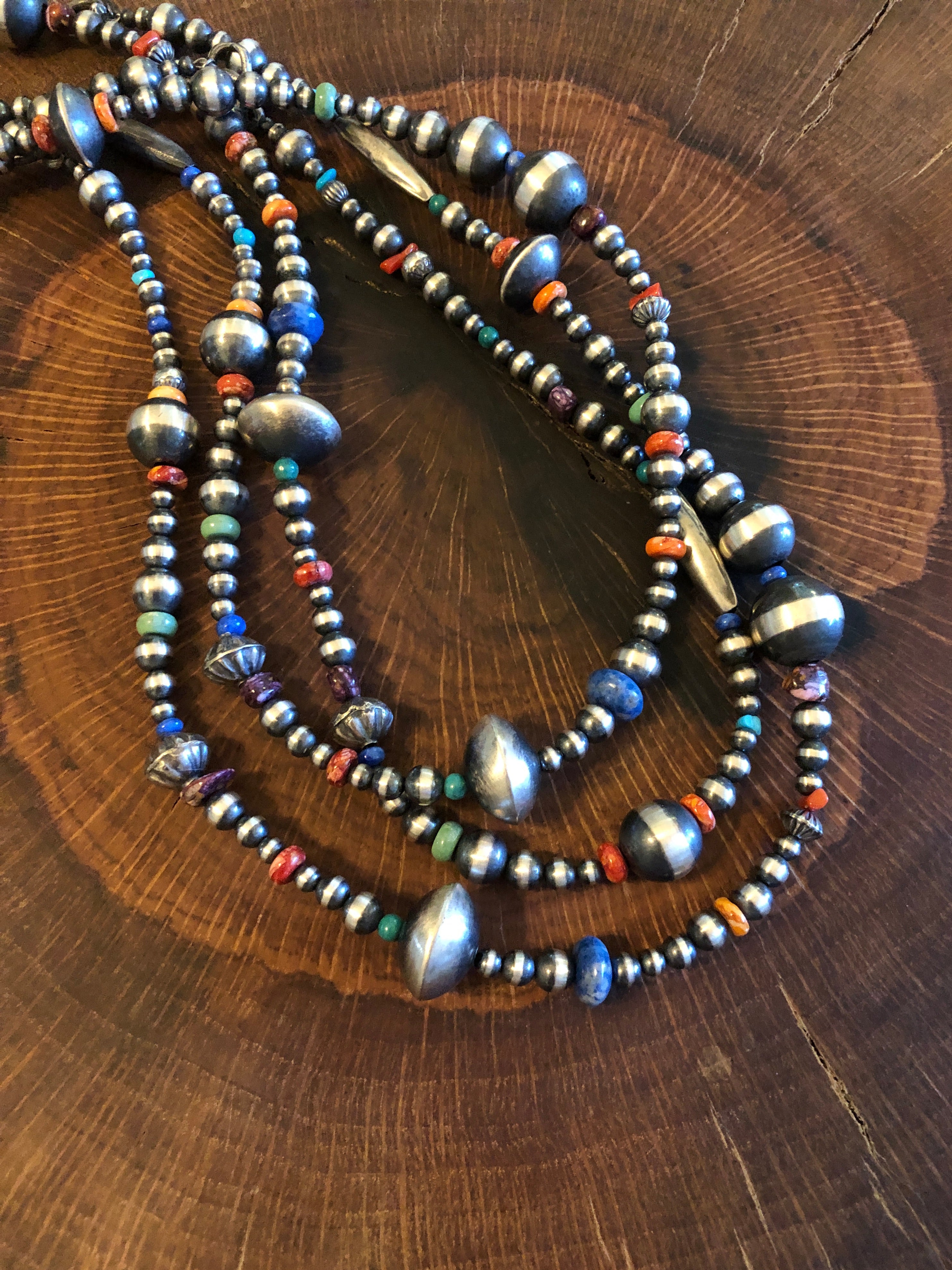The Atlas Navajo Pearl Necklace-Necklaces-Calli Co., Turquoise and Silver Jewelry, Native American Handmade, Zuni Tribe, Navajo Tribe, Brock Texas