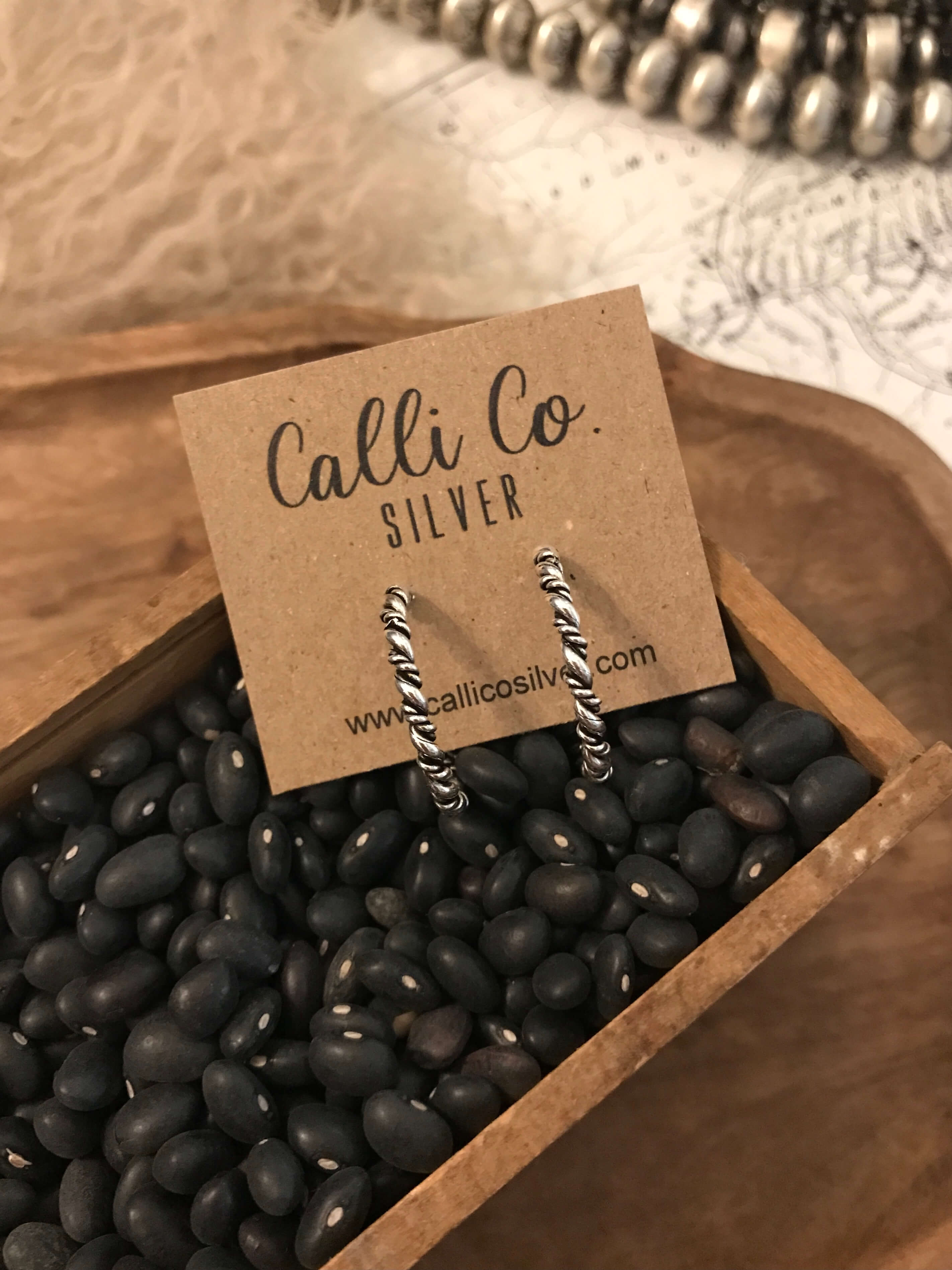 The Petite Harrah Hoop Earrings-Earrings-Calli Co., Turquoise and Silver Jewelry, Native American Handmade, Zuni Tribe, Navajo Tribe, Brock Texas