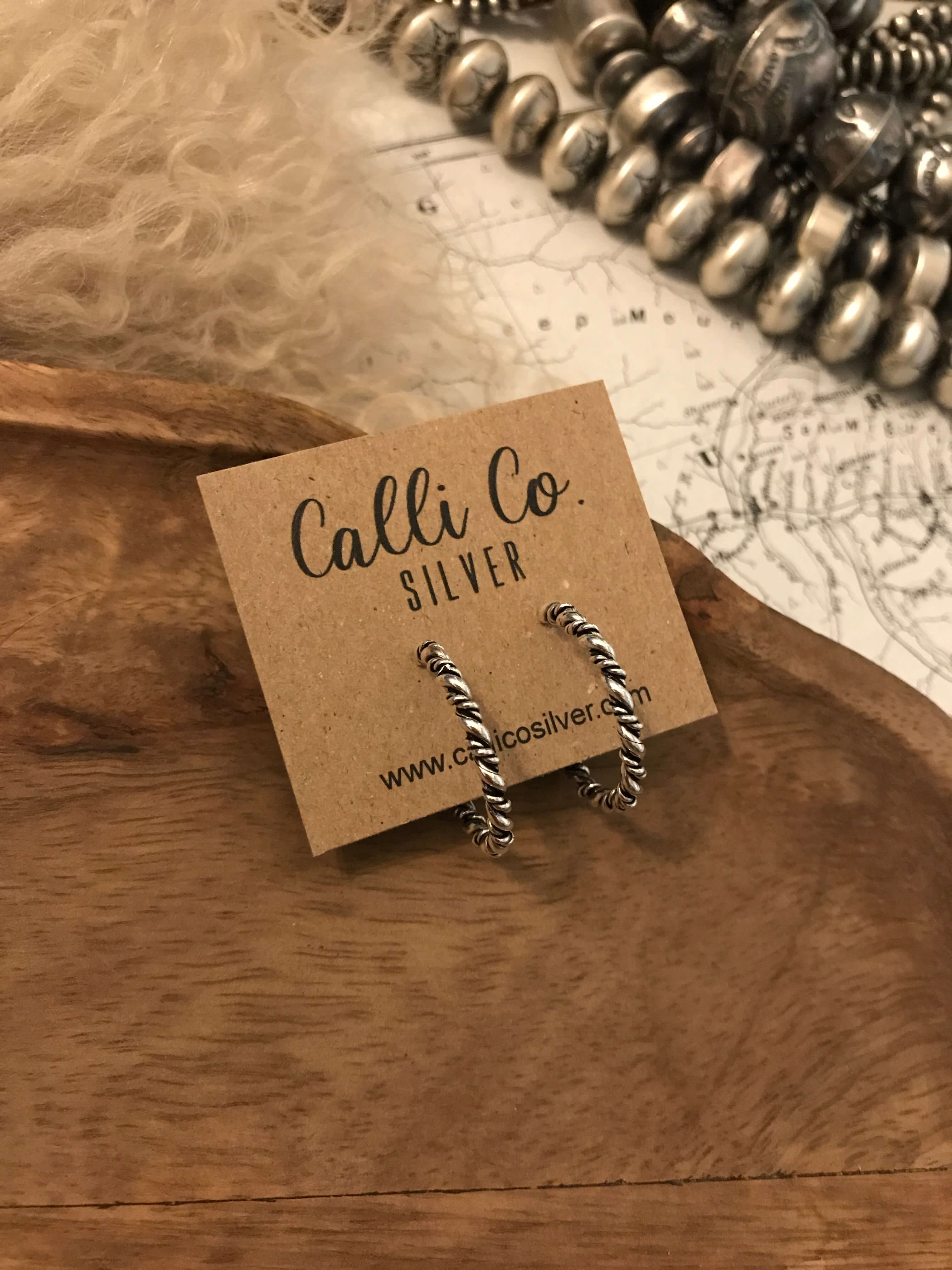 The Petite Harrah Hoop Earrings-Earrings-Calli Co., Turquoise and Silver Jewelry, Native American Handmade, Zuni Tribe, Navajo Tribe, Brock Texas