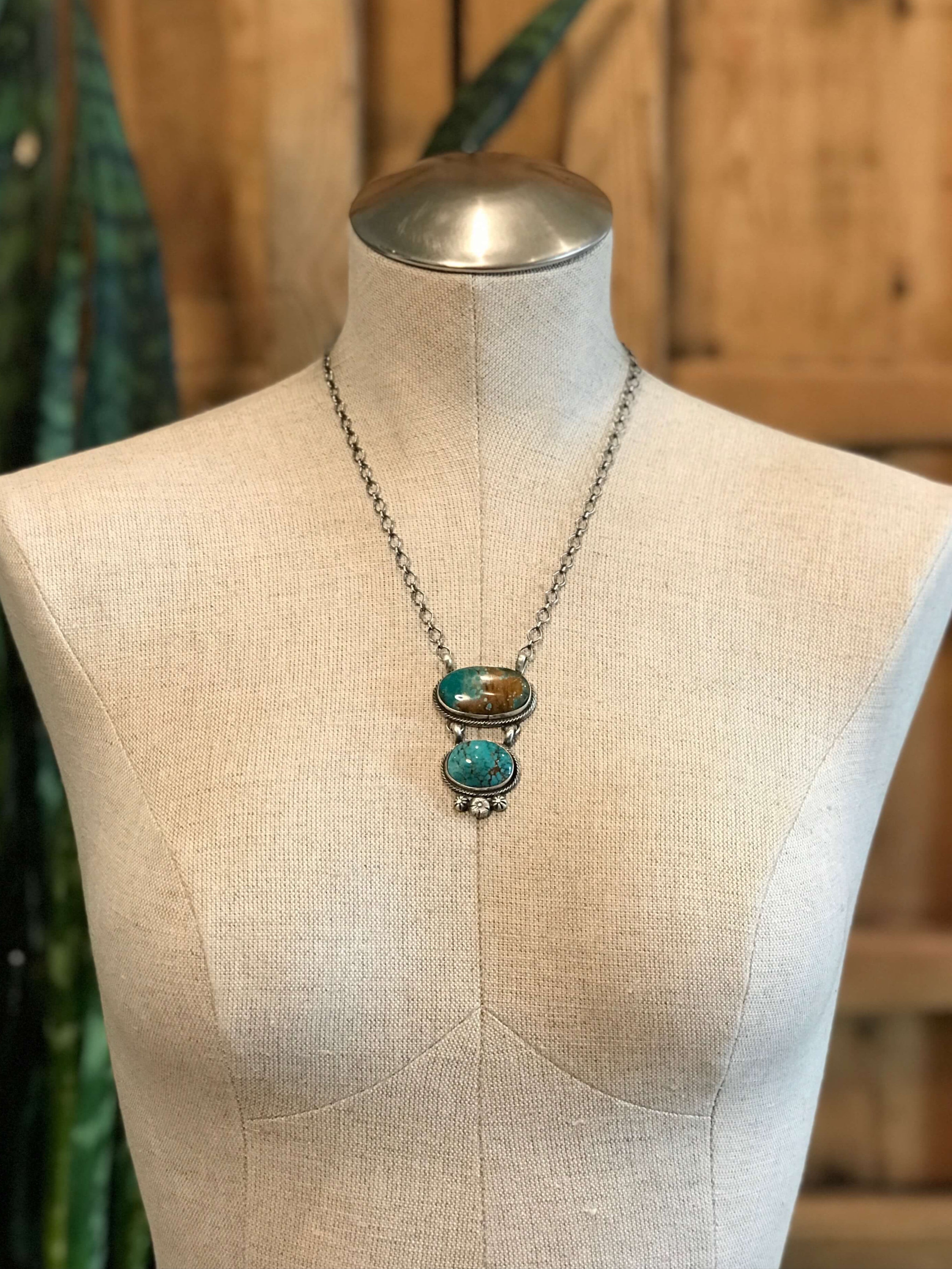 The Big Spring Turquoise Necklace, 4-Necklaces-Calli Co., Turquoise and Silver Jewelry, Native American Handmade, Zuni Tribe, Navajo Tribe, Brock Texas