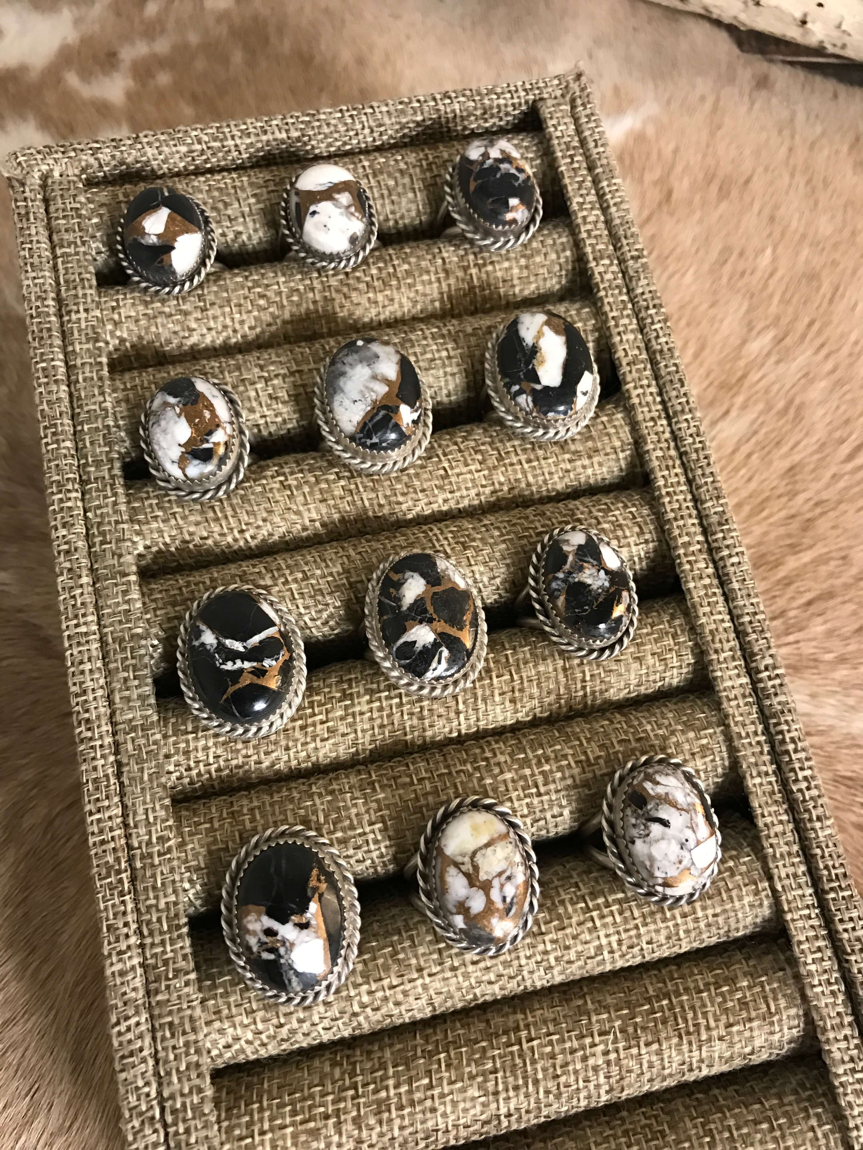 The Tecopa Rings-Rings-Calli Co., Turquoise and Silver Jewelry, Native American Handmade, Zuni Tribe, Navajo Tribe, Brock Texas