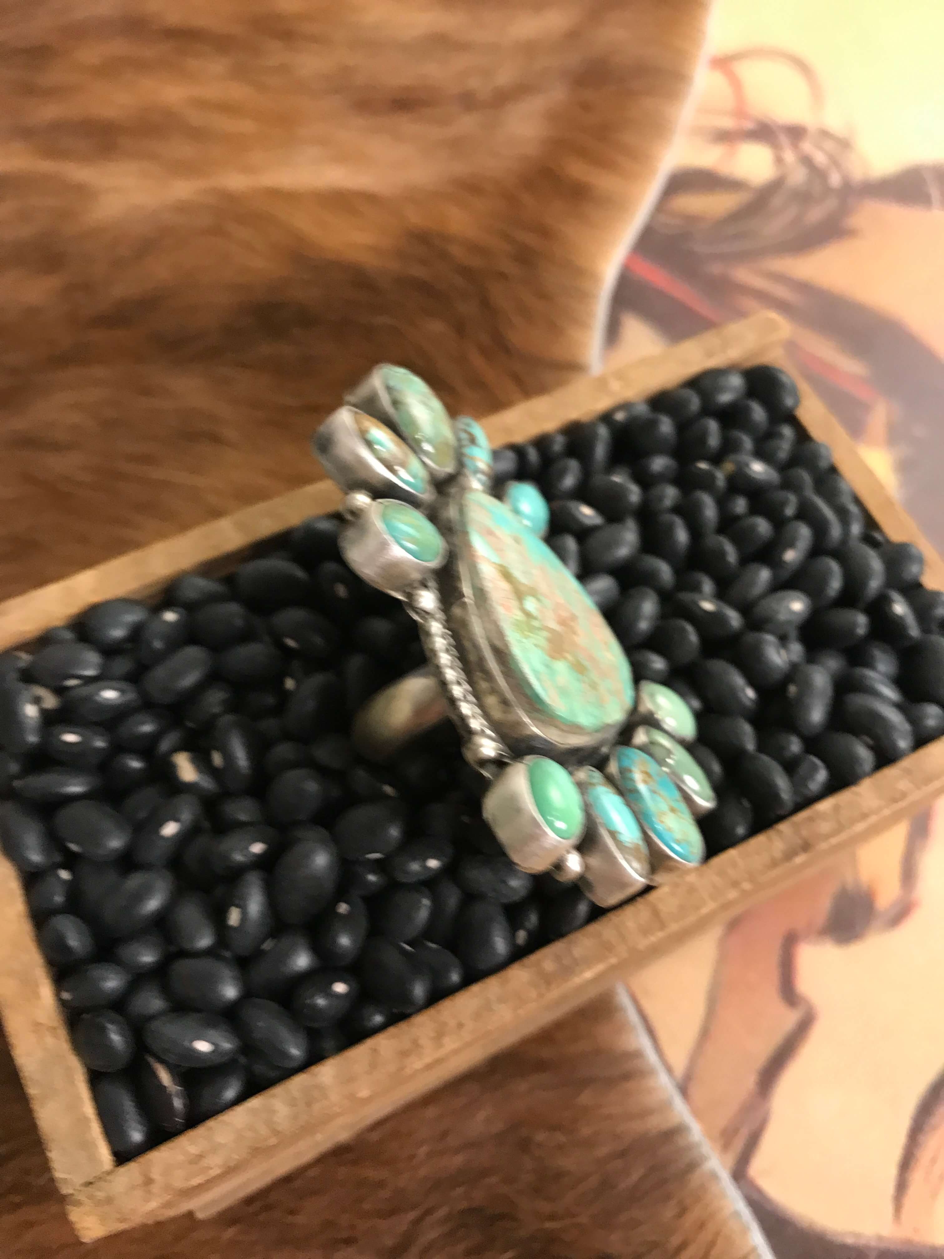 The Spruce Turquoise Ring, Sz. 8.5-Rings-Calli Co., Turquoise and Silver Jewelry, Native American Handmade, Zuni Tribe, Navajo Tribe, Brock Texas
