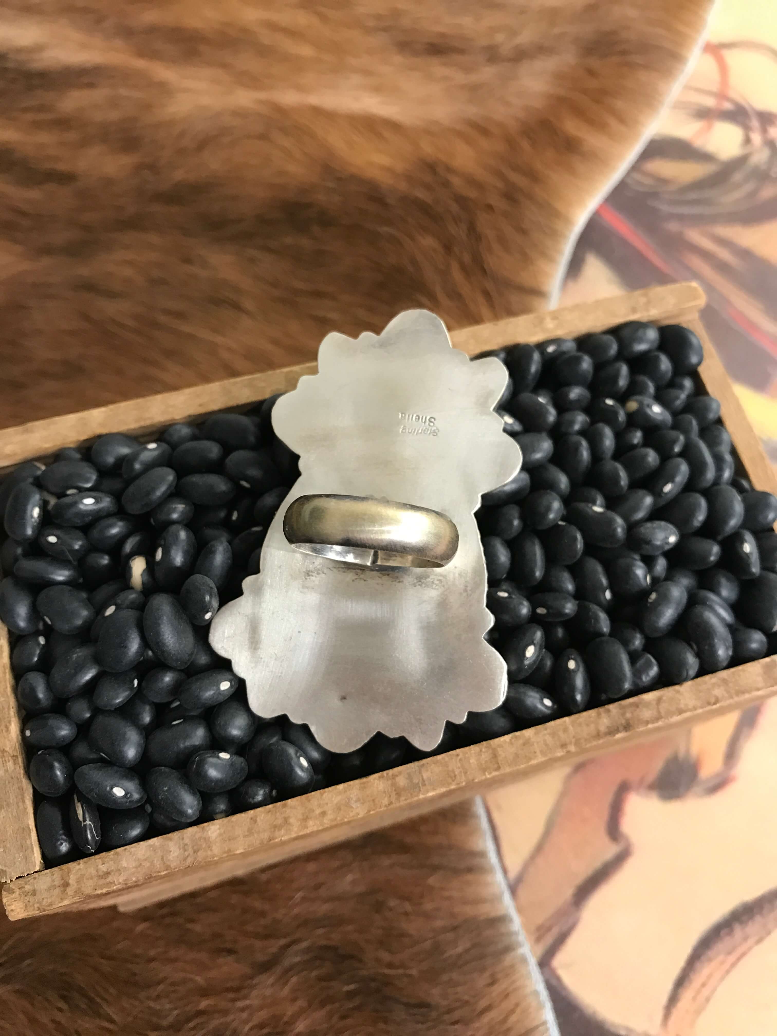 The Spruce Turquoise Ring, Sz. 8.5-Rings-Calli Co., Turquoise and Silver Jewelry, Native American Handmade, Zuni Tribe, Navajo Tribe, Brock Texas