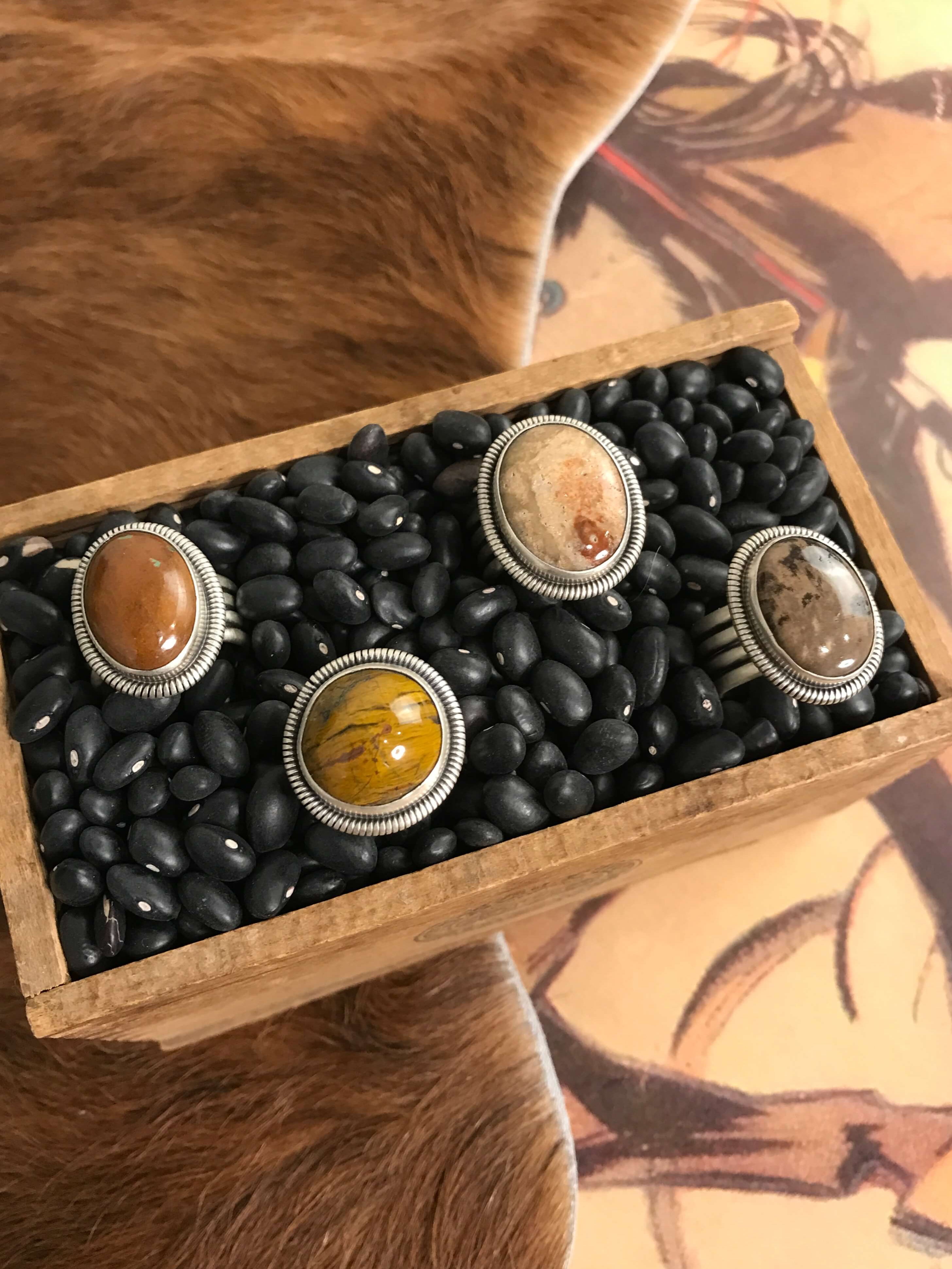 The Cedar Rings-Rings-Calli Co., Turquoise and Silver Jewelry, Native American Handmade, Zuni Tribe, Navajo Tribe, Brock Texas