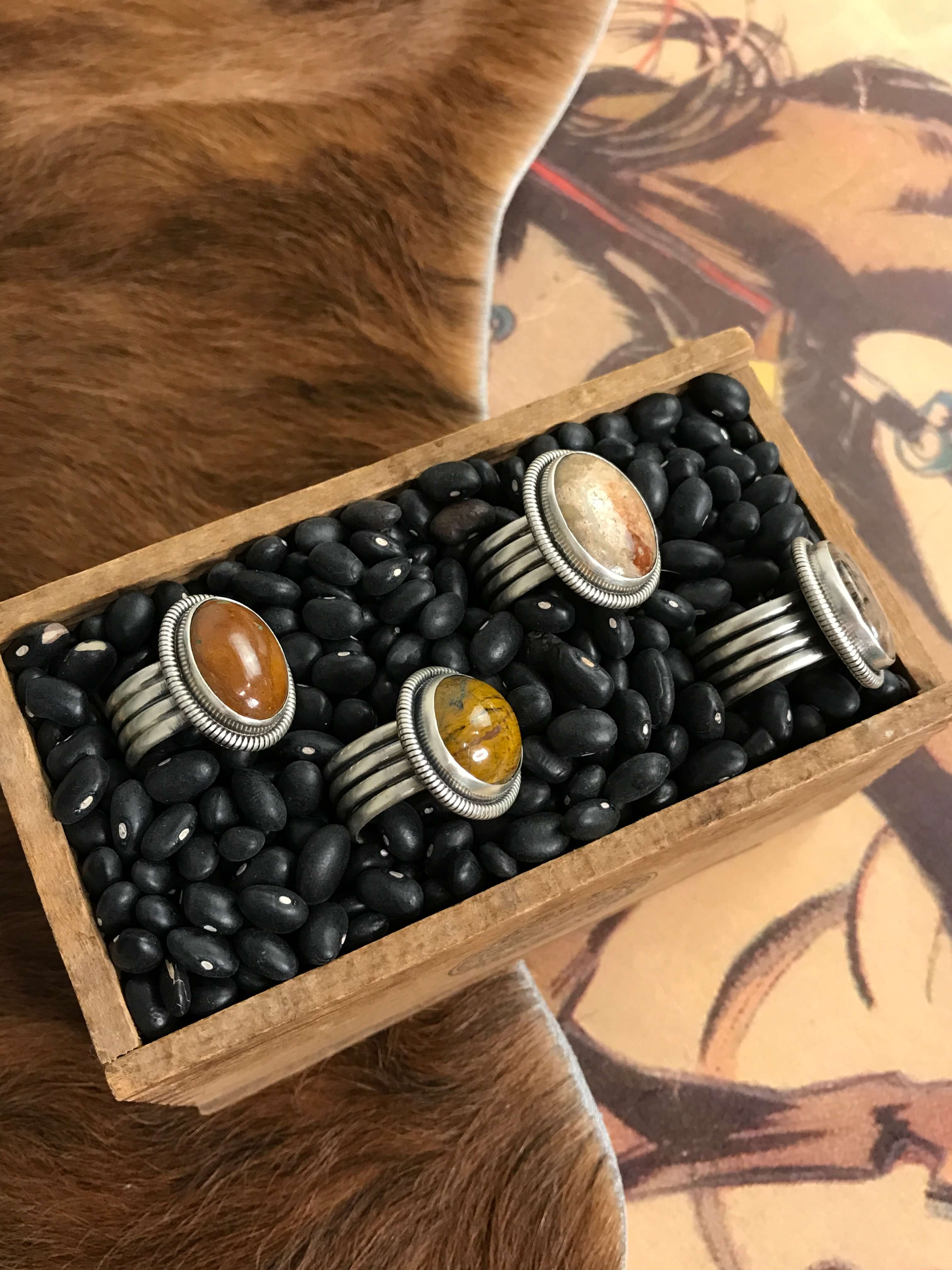 The Cedar Rings-Rings-Calli Co., Turquoise and Silver Jewelry, Native American Handmade, Zuni Tribe, Navajo Tribe, Brock Texas